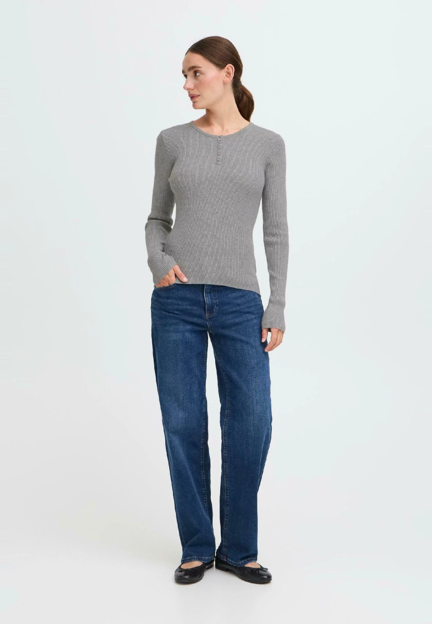 OXMO IHSOLRAY - Jumper - Grey Melange 2 OXMO IHSOLRAY - Jumper - Grey Melange - Image 2