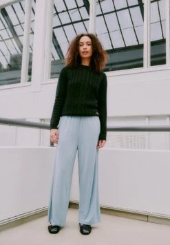 OXMO OXBRYNDIS REGULAR FIT WIDE LEG - Trousers - Smoke Blue -OXMO Store 69a387503b964c28bcc230bfaf35e478