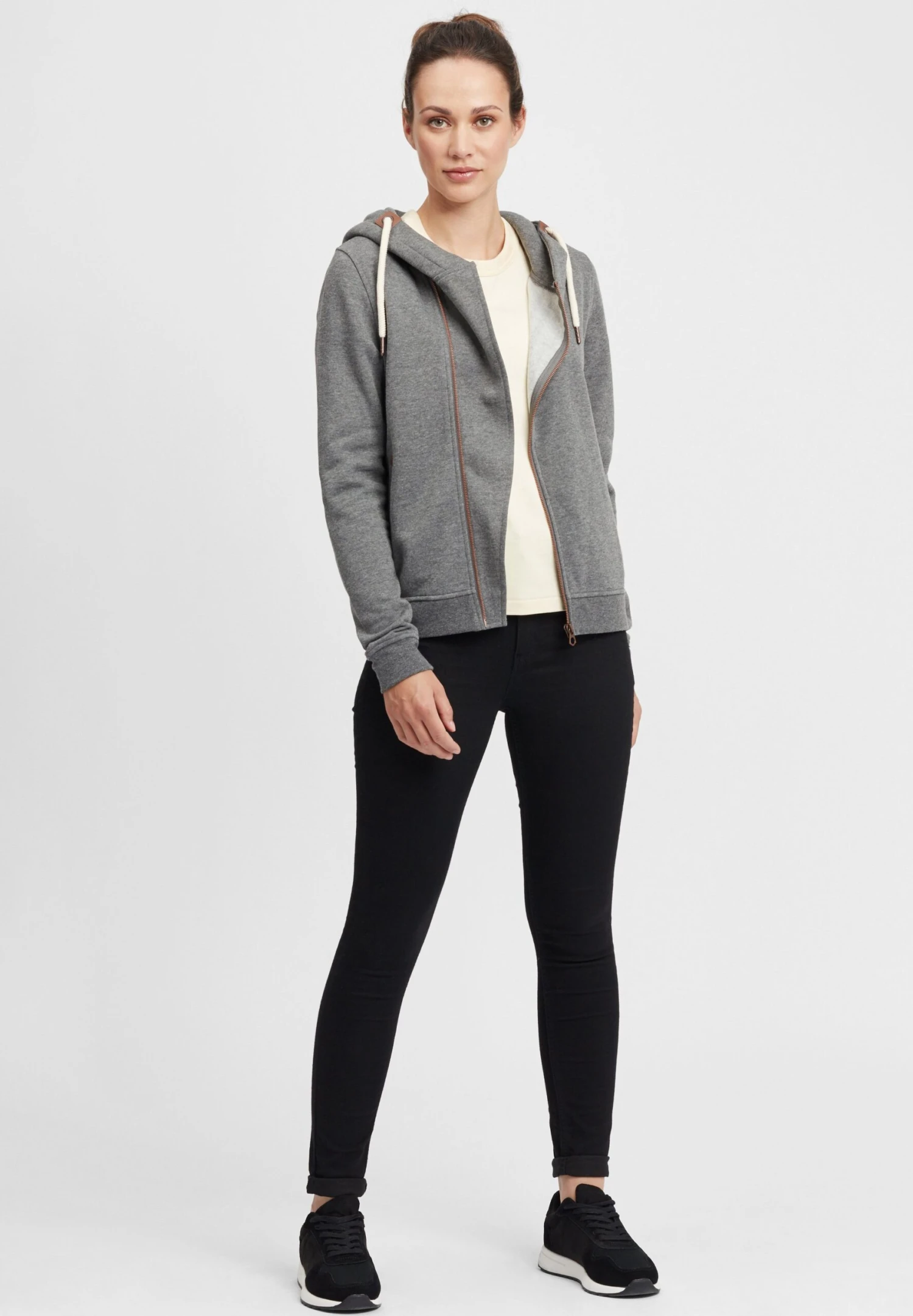 OXMO OXVicky - Zip-up Sweatshirt - Grey Mel 2 OXMO OXVicky - Zip-up Sweatshirt - Grey Mel - Image 2