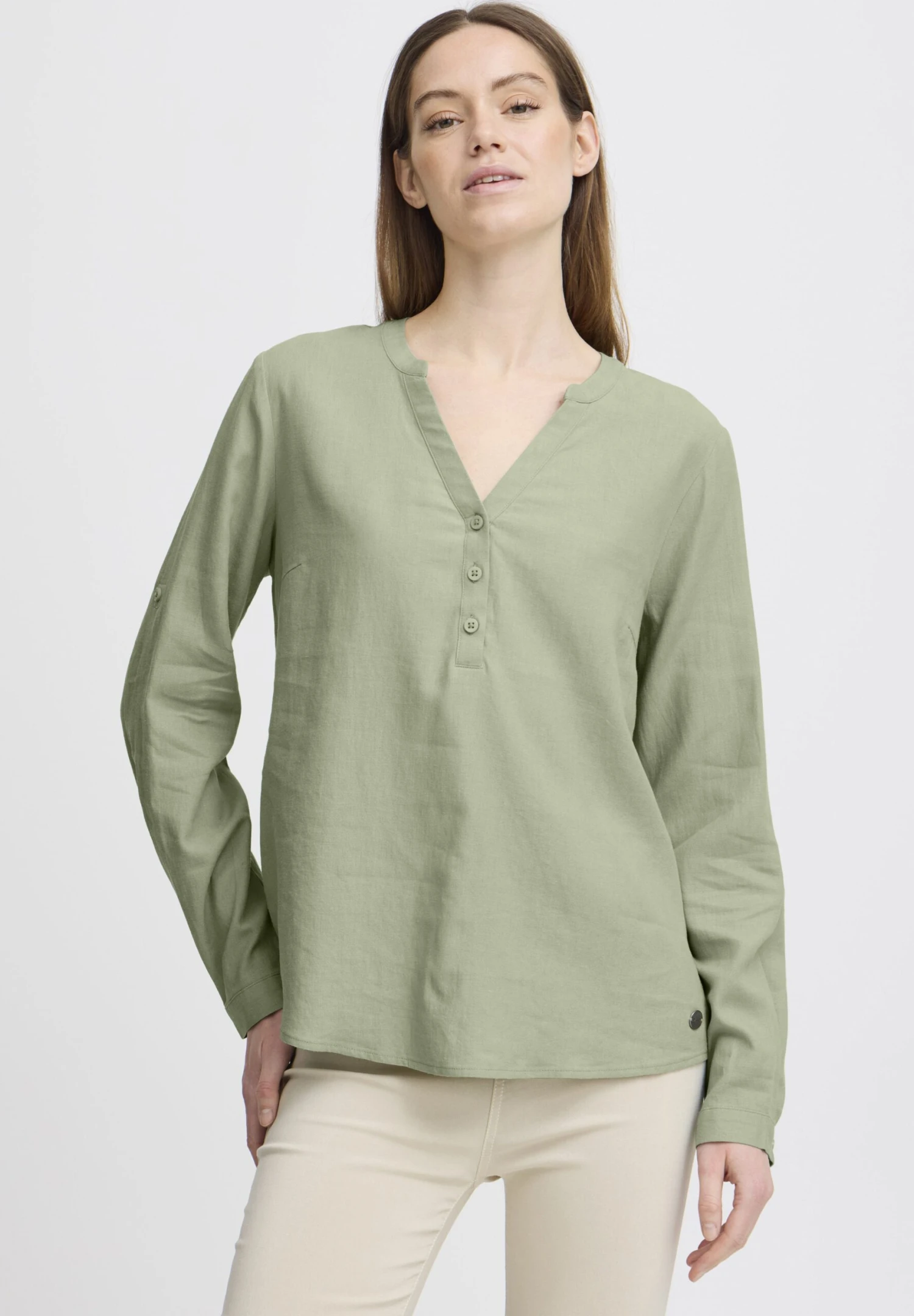 OXMO OXANJA LINEN MIX - Blouse - Seagrass 1 OXMO OXANJA LINEN MIX - Blouse - Seagrass
