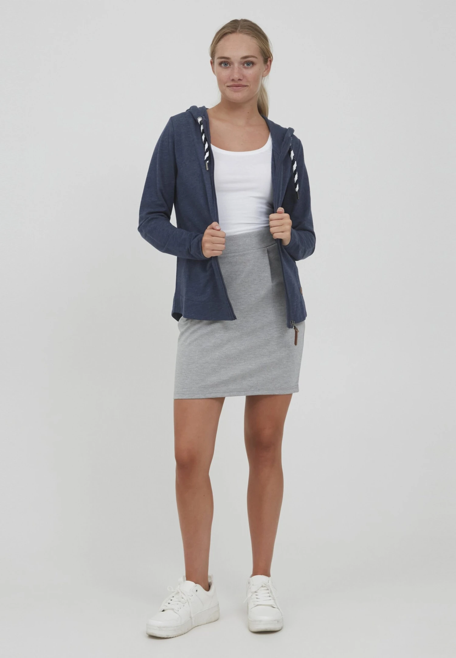 OXMO OXWanda - Zip-up Sweatshirt - Ins Bl Mel 2 OXMO OXWanda - Zip-up Sweatshirt - Ins Bl Mel - Image 2