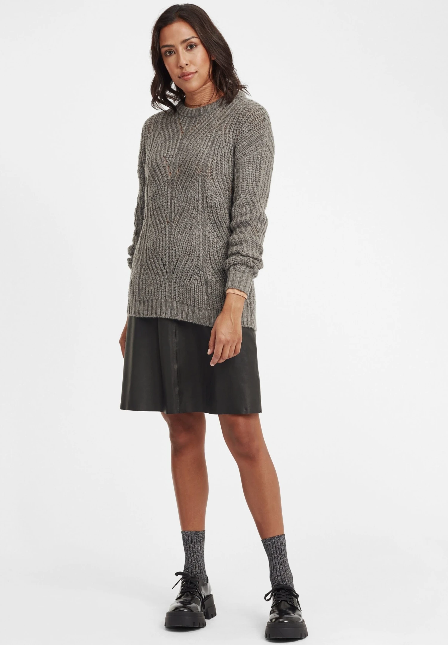 OXMO OXChiara - Jumper - Medium Grey Melange 2 OXMO OXChiara - Jumper - Medium Grey Melange - Image 2