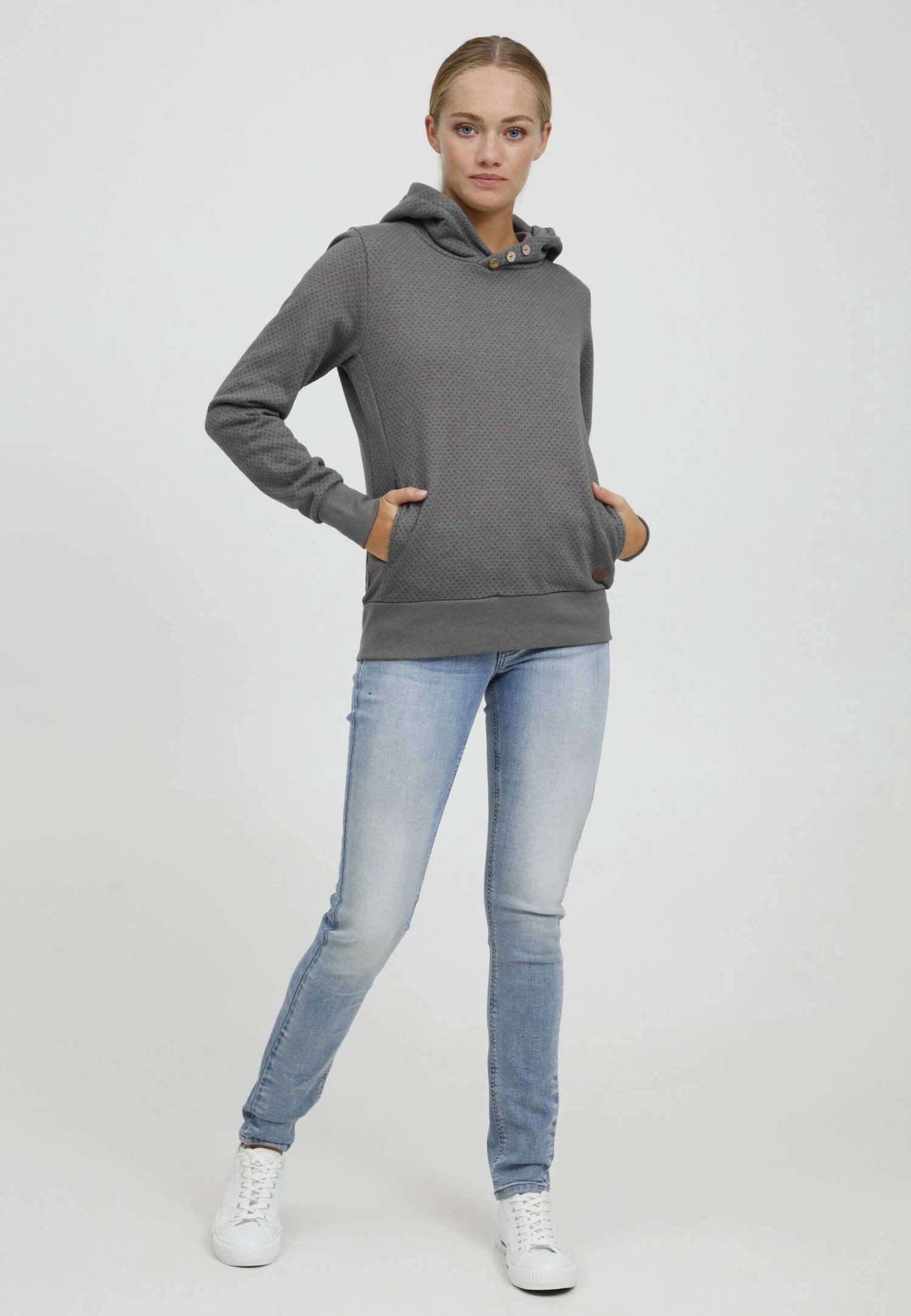OXMO OXVERA - Hoodie - Medium Grey Melange 2 OXMO OXVERA - Hoodie - Medium Grey Melange - Image 2
