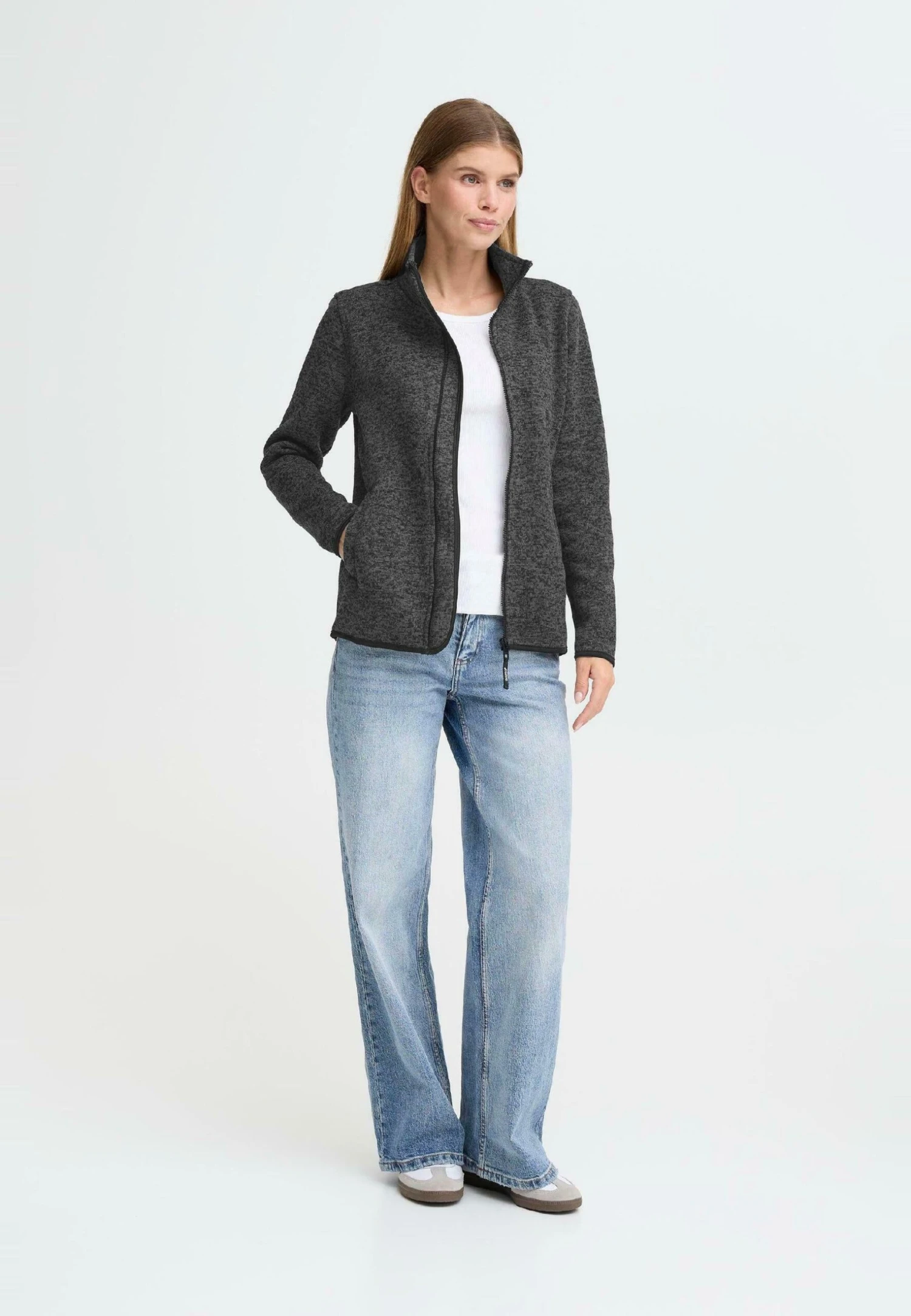 OXMO OXELFE - Fleece Jacket - Iron Gate 2 OXMO OXELFE - Fleece Jacket - Iron Gate - Image 2