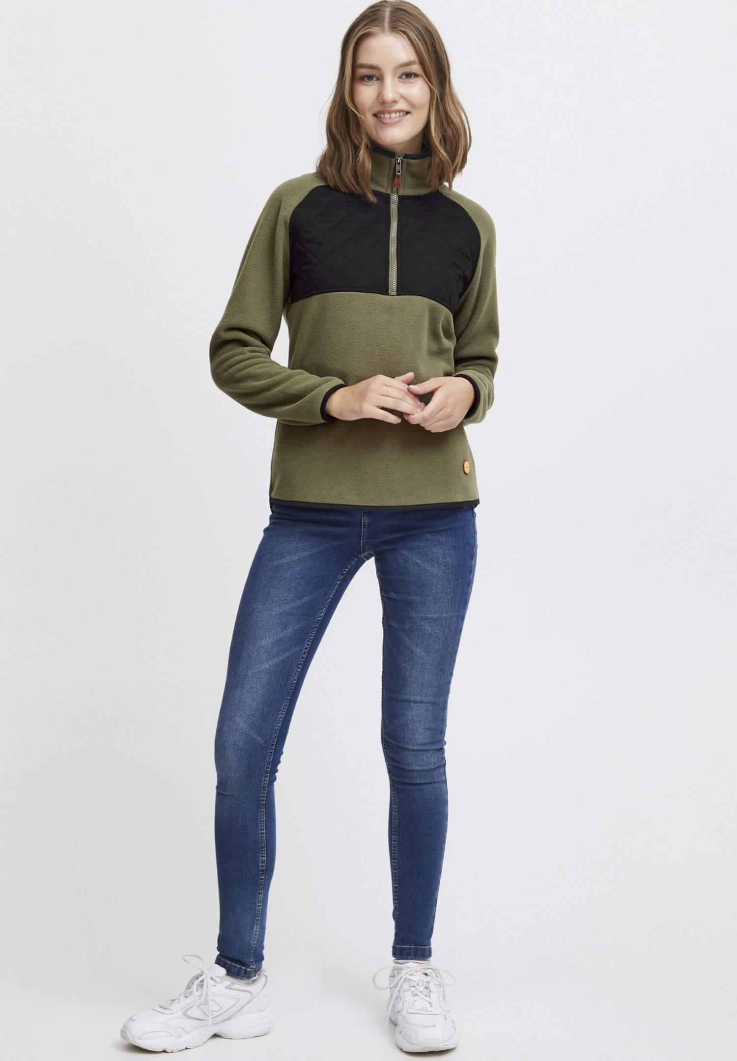OXMO OXMalita - Fleece Jumper - Dusty Olive 2 OXMO OXMalita - Fleece Jumper - Dusty Olive - Image 2