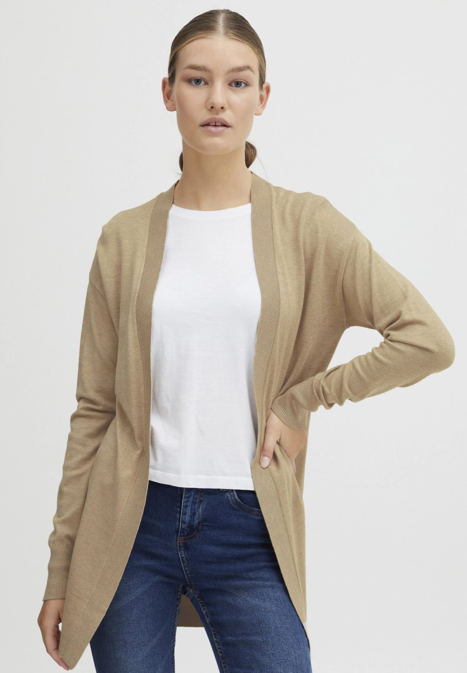 OXMO OXKAT - Cardigan - Cement Melange 1 OXMO OXKAT - Cardigan - Cement Melange