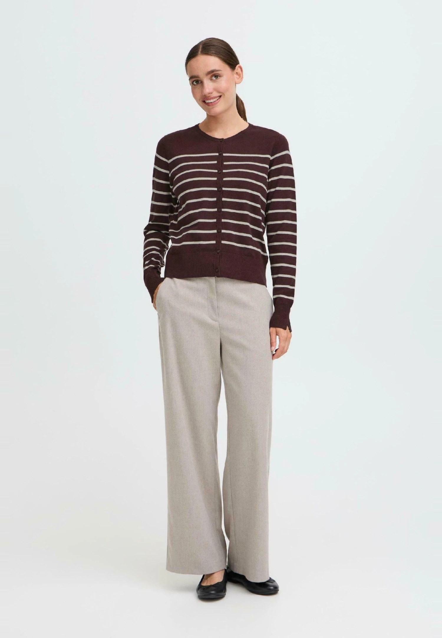 OXMO FRKEANA - Cardigan - Fudge Mix 2 OXMO FRKEANA - Cardigan - Fudge Mix - Image 2