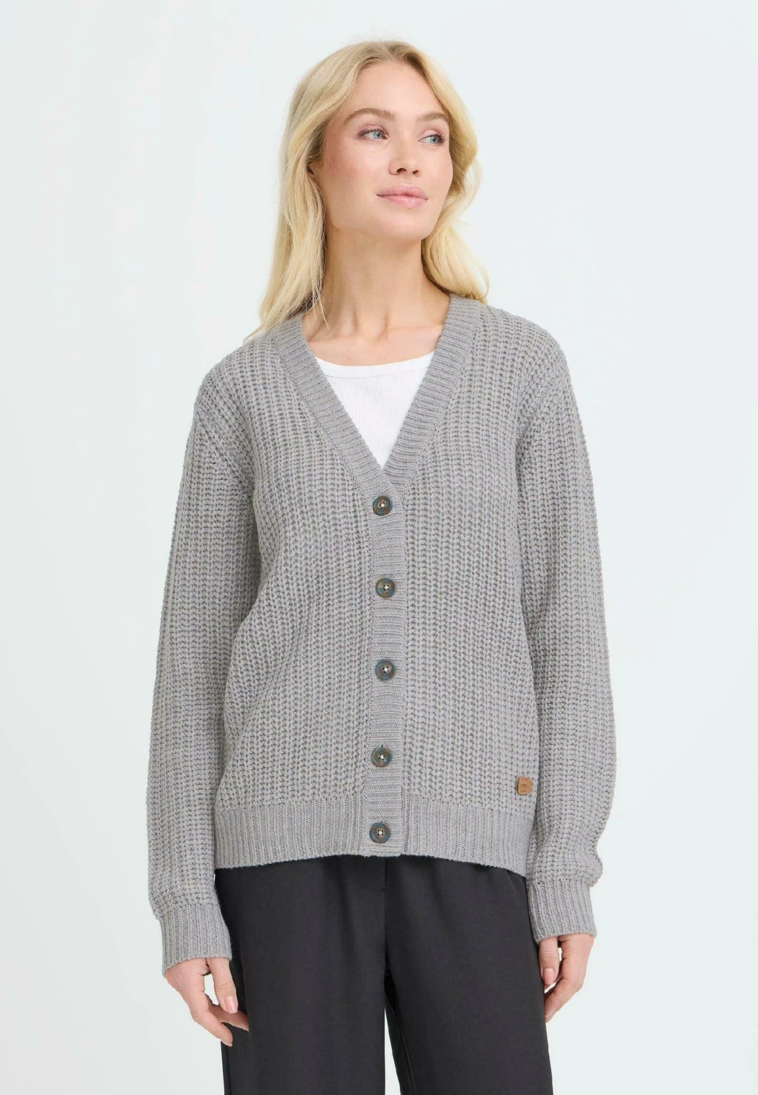OXMO OXEDNA - Cardigan - Medium Grey Melange 1 OXMO OXEDNA - Cardigan - Medium Grey Melange