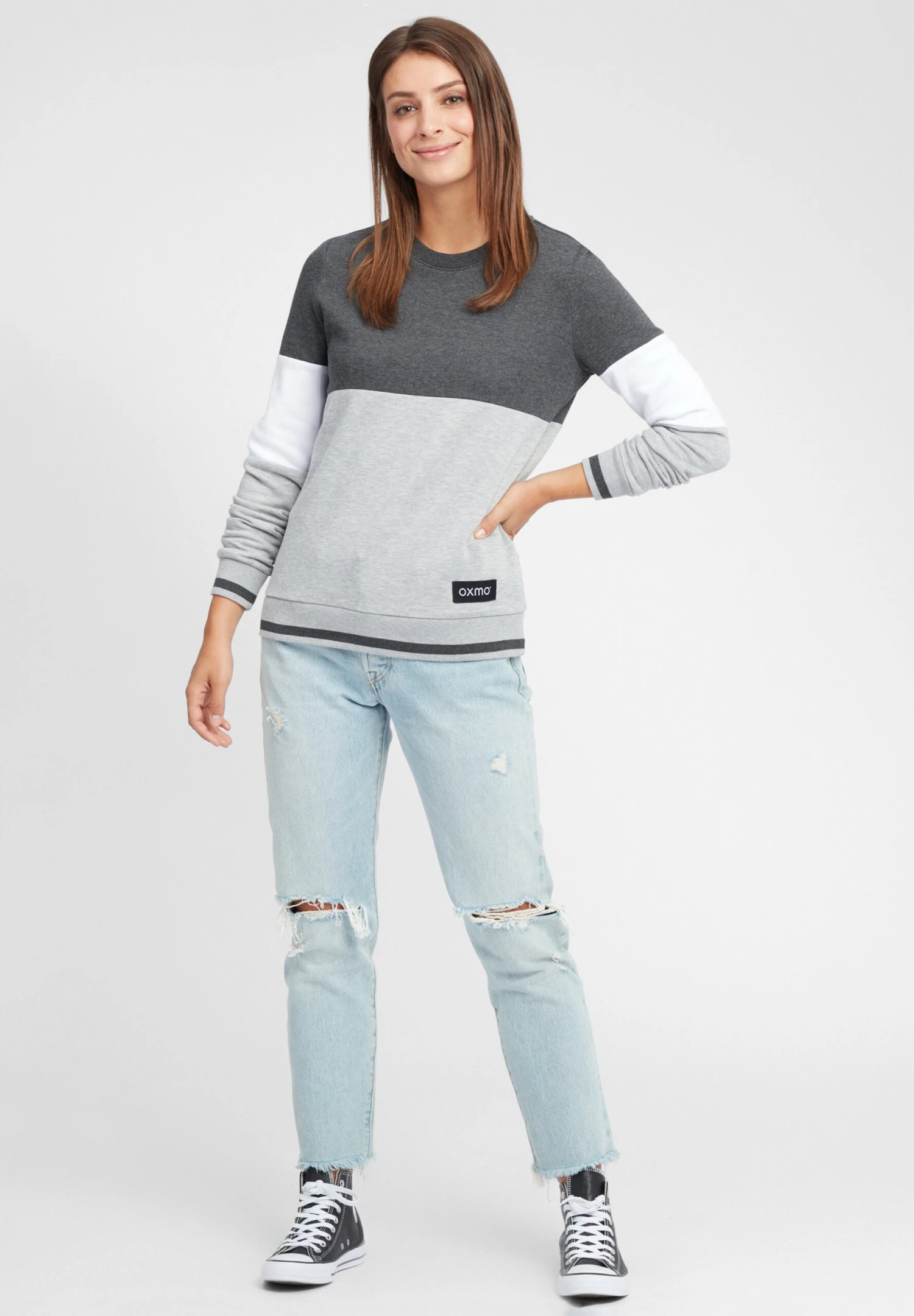 OXMO OXOMAYA - Sweatshirt - Dark Grey Melange 2 OXMO OXOMAYA - Sweatshirt - Dark Grey Melange - Image 2