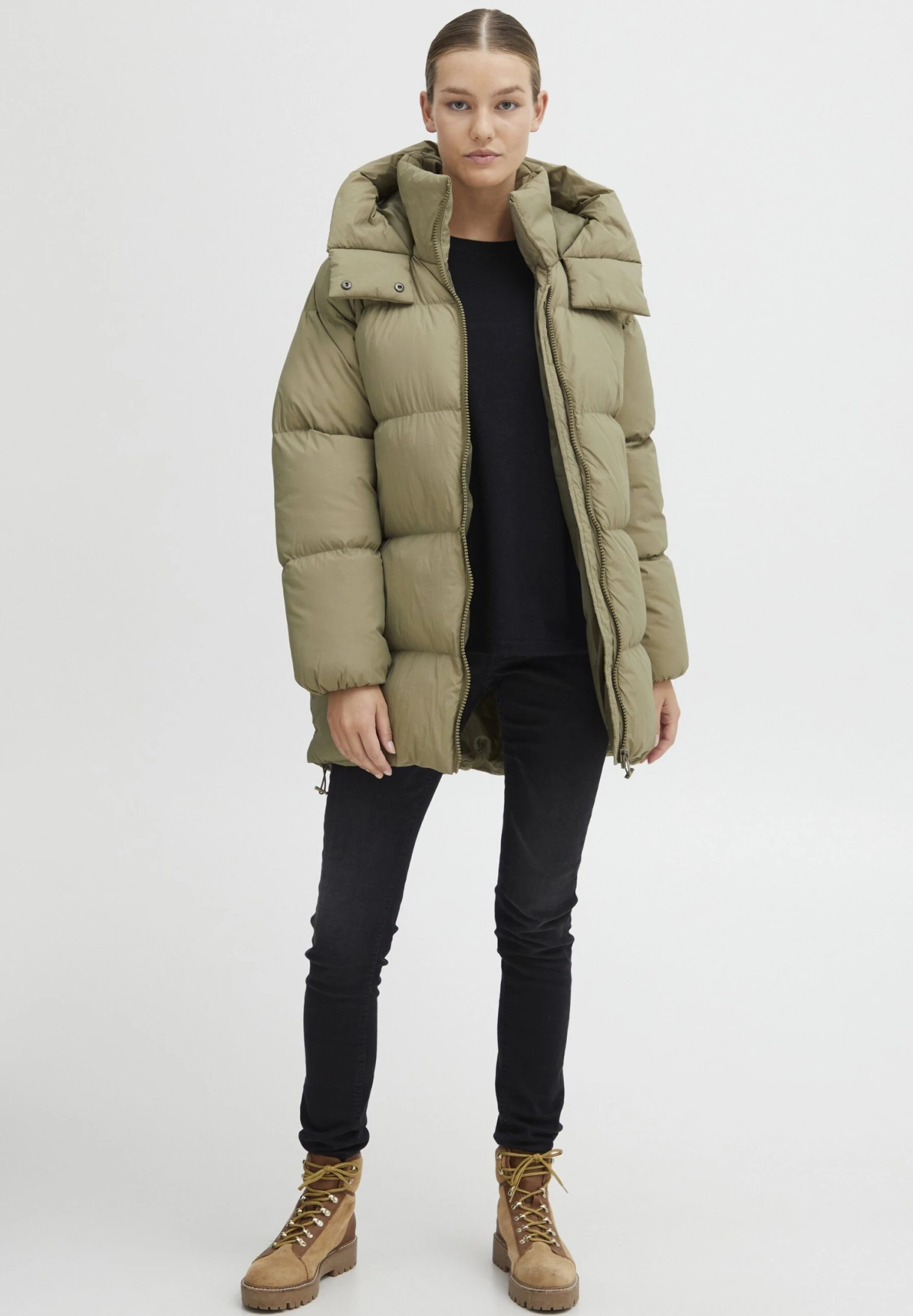 OXMO OXEllie - Winter Coat - Covert Green 2 OXMO OXEllie - Winter Coat - Covert Green - Image 2