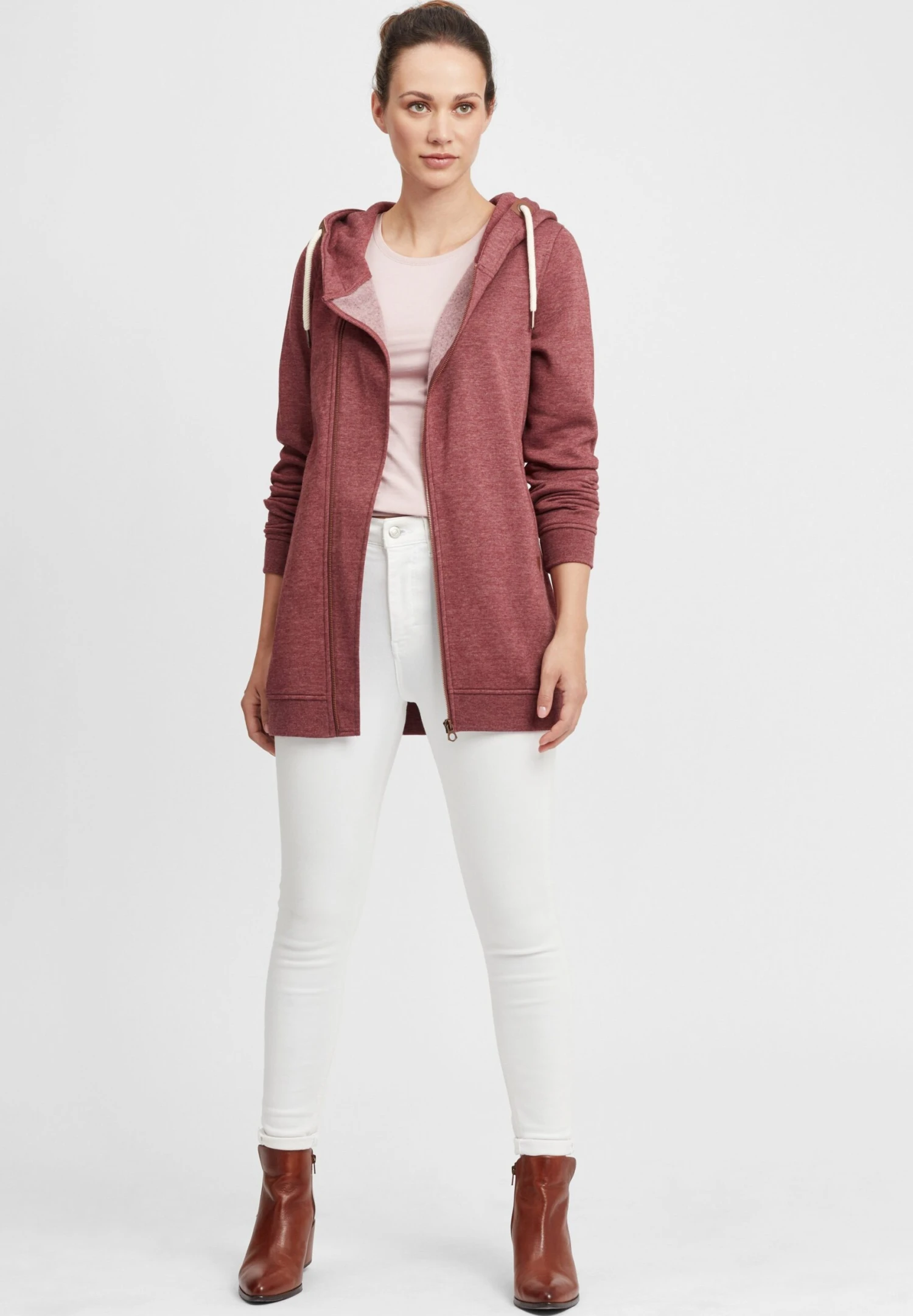 OXMO OXVicky - Zip-up Sweatshirt - Wine R Mel 2 OXMO OXVicky - Zip-up Sweatshirt - Wine R Mel - Image 2