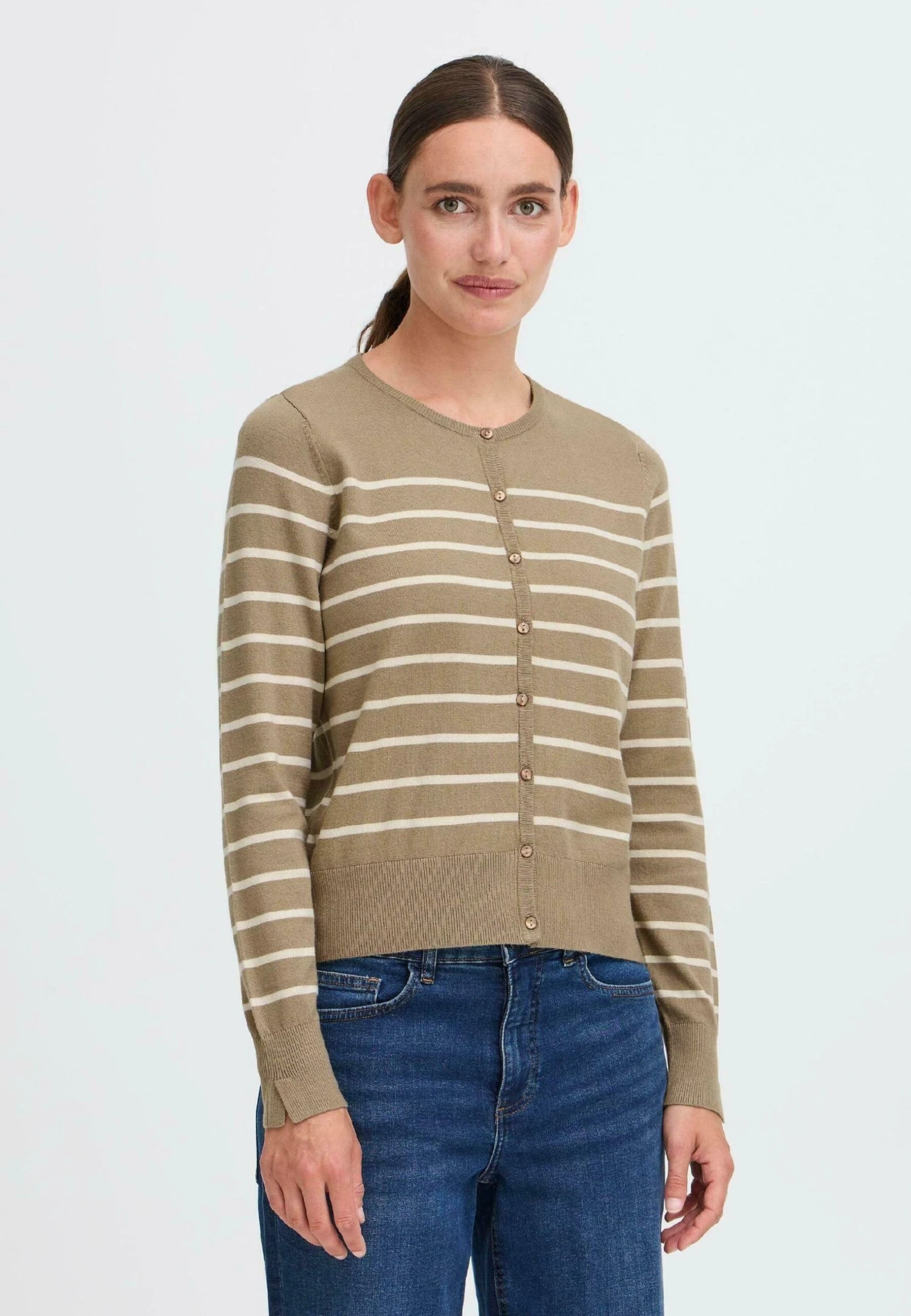 OXMO FRKEANA - Cardigan - Desert Taupe Mix 1 OXMO FRKEANA - Cardigan - Desert Taupe Mix