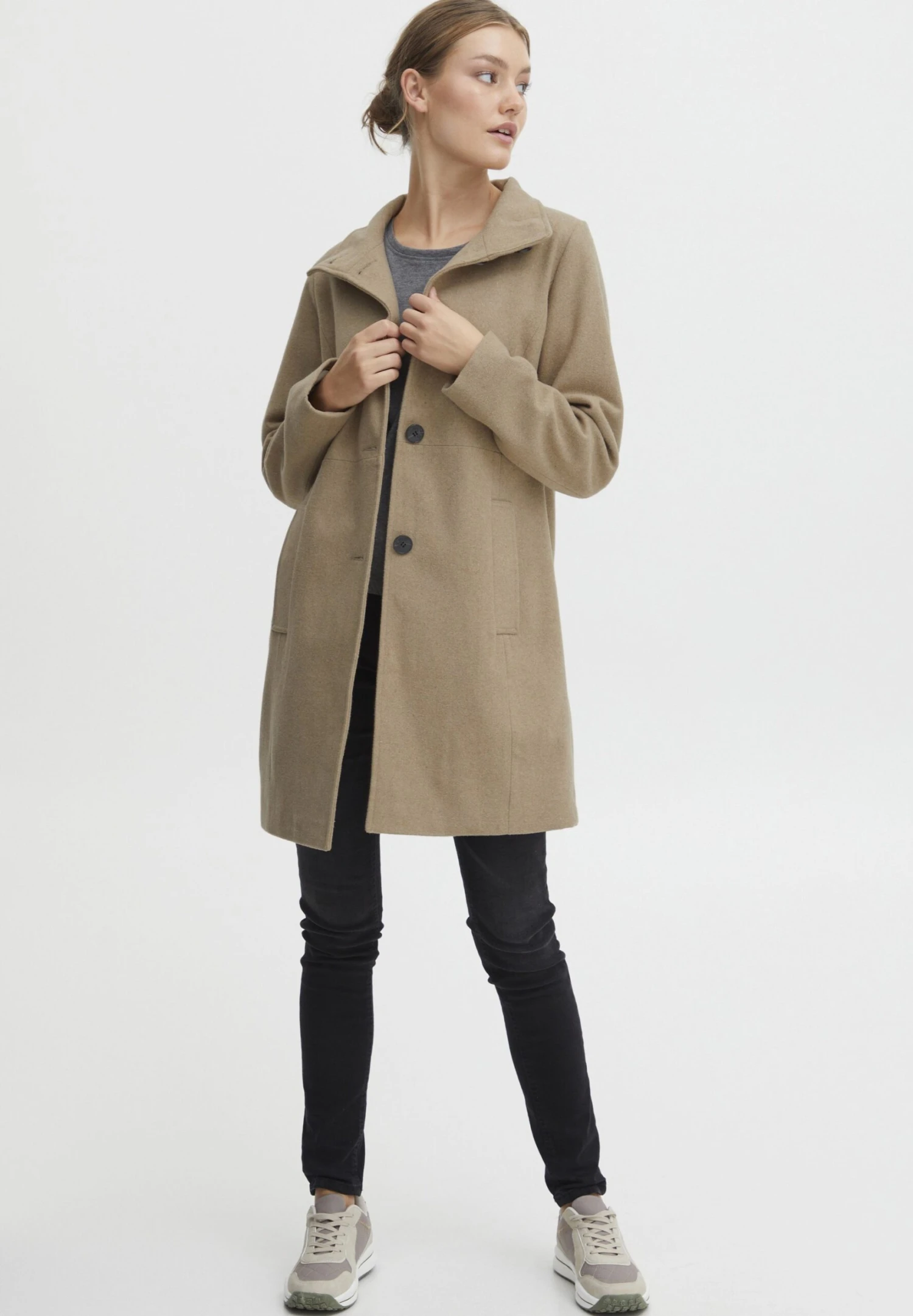 OXMO OXValerine - Classic Coat - Dune Melange 2 OXMO OXValerine - Classic Coat - Dune Melange - Image 2