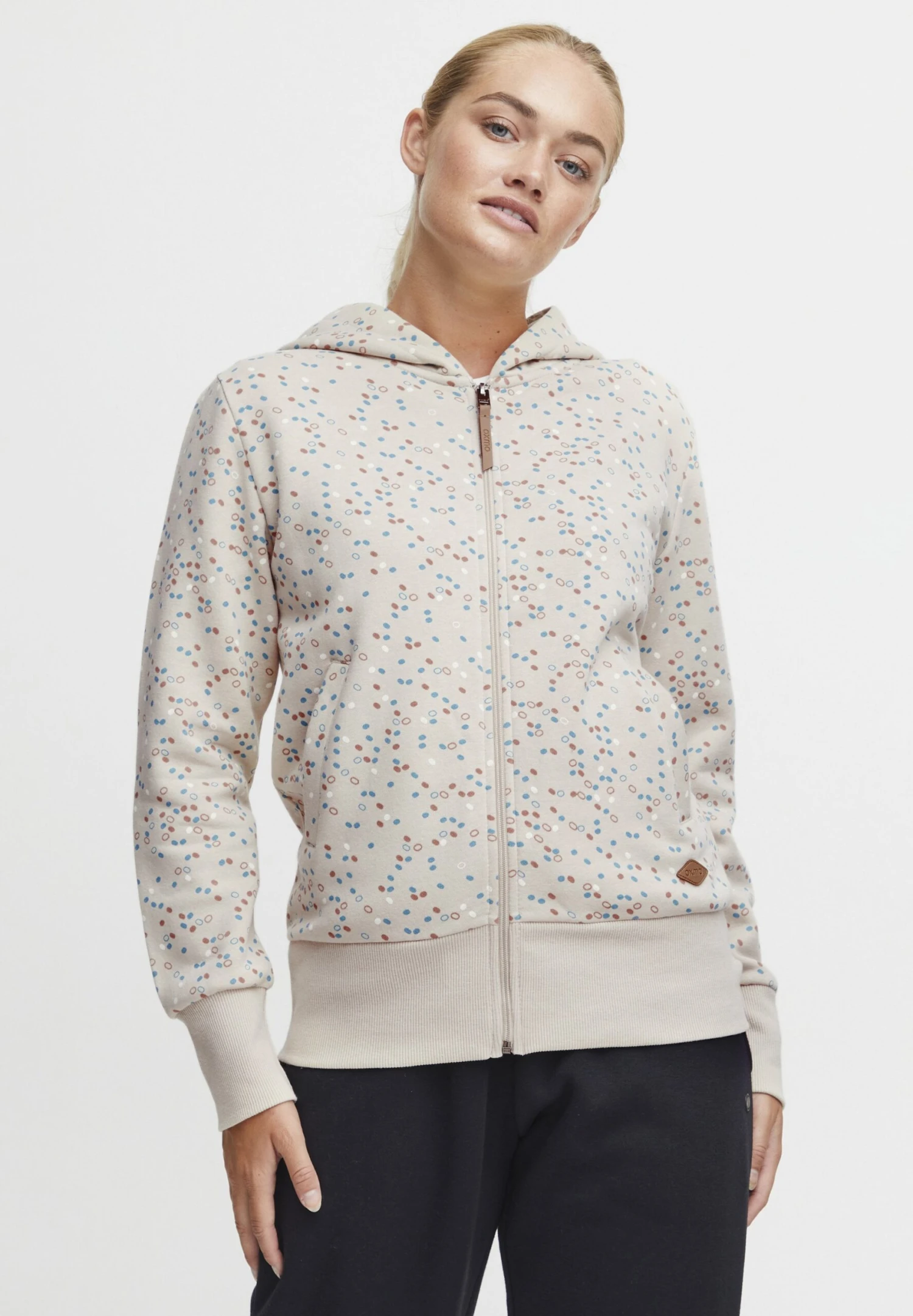 OXMO OXBeatrice - Zip-up Sweatshirt - Oyster 1 OXMO OXBeatrice - Zip-up Sweatshirt - Oyster