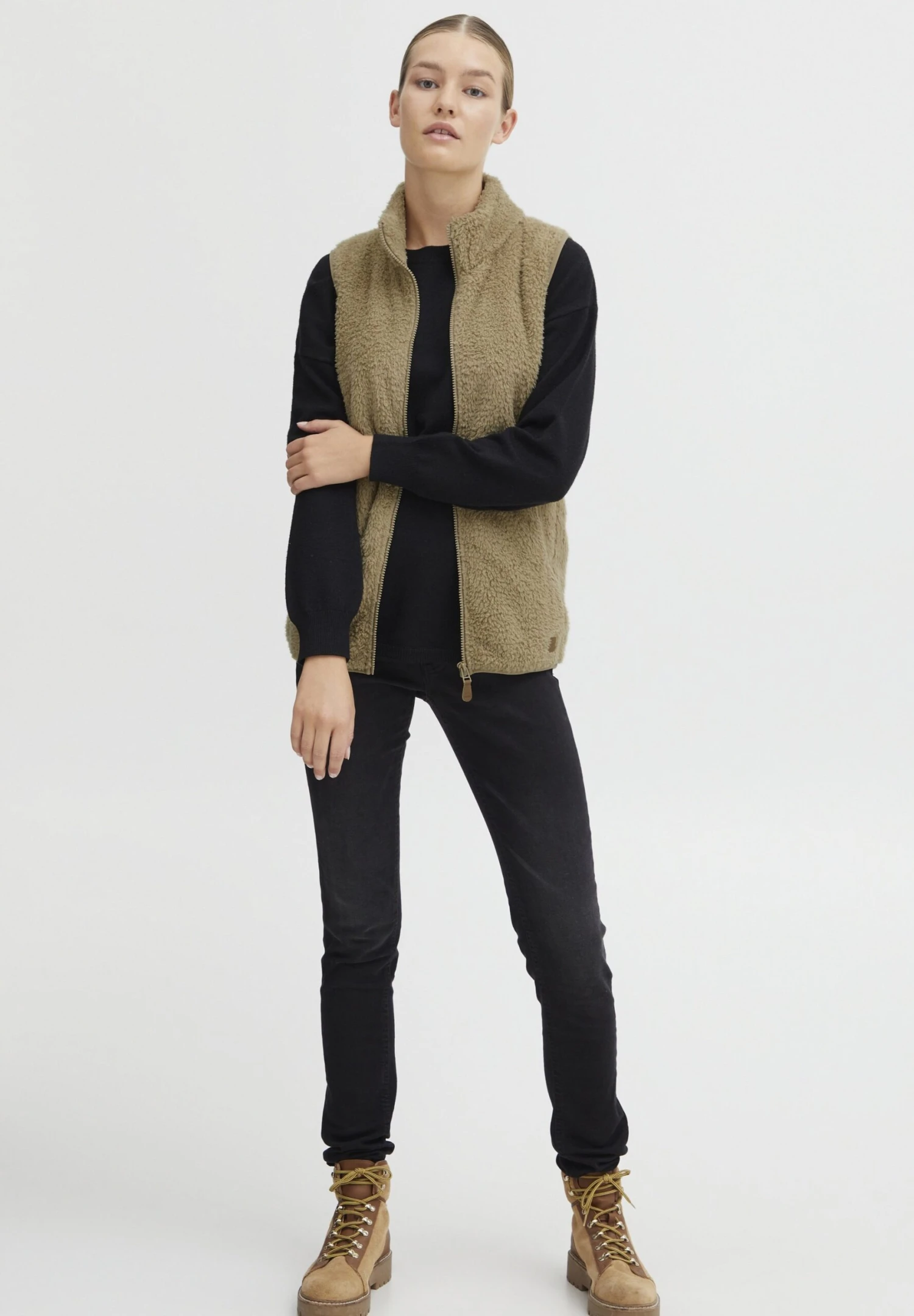 OXMO OXTHERI - Waistcoat - Sand 2 OXMO OXTHERI - Waistcoat - Sand - Image 2