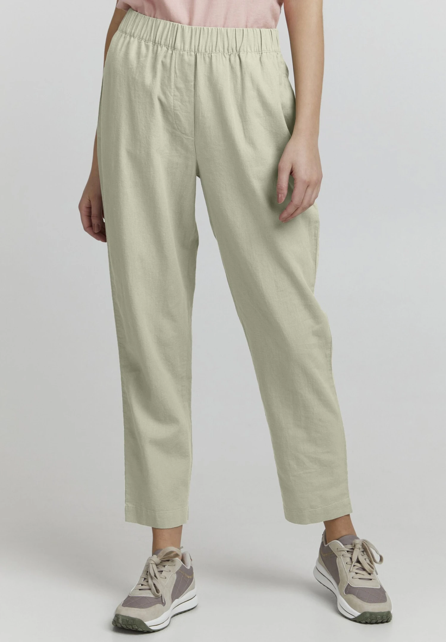 OXMO OXALFA LINEN MIX - Trousers - Seagrass 1 OXMO OXALFA LINEN MIX - Trousers - Seagrass
