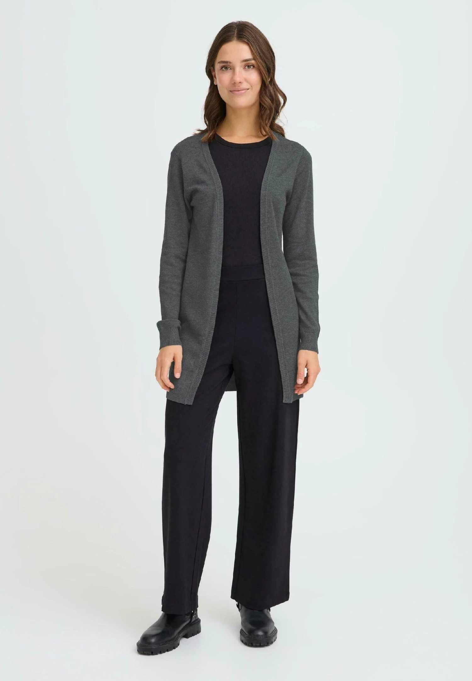 OXMO OXAIDA - Cardigan - Dark Grey Melange 2 OXMO OXAIDA - Cardigan - Dark Grey Melange - Image 2