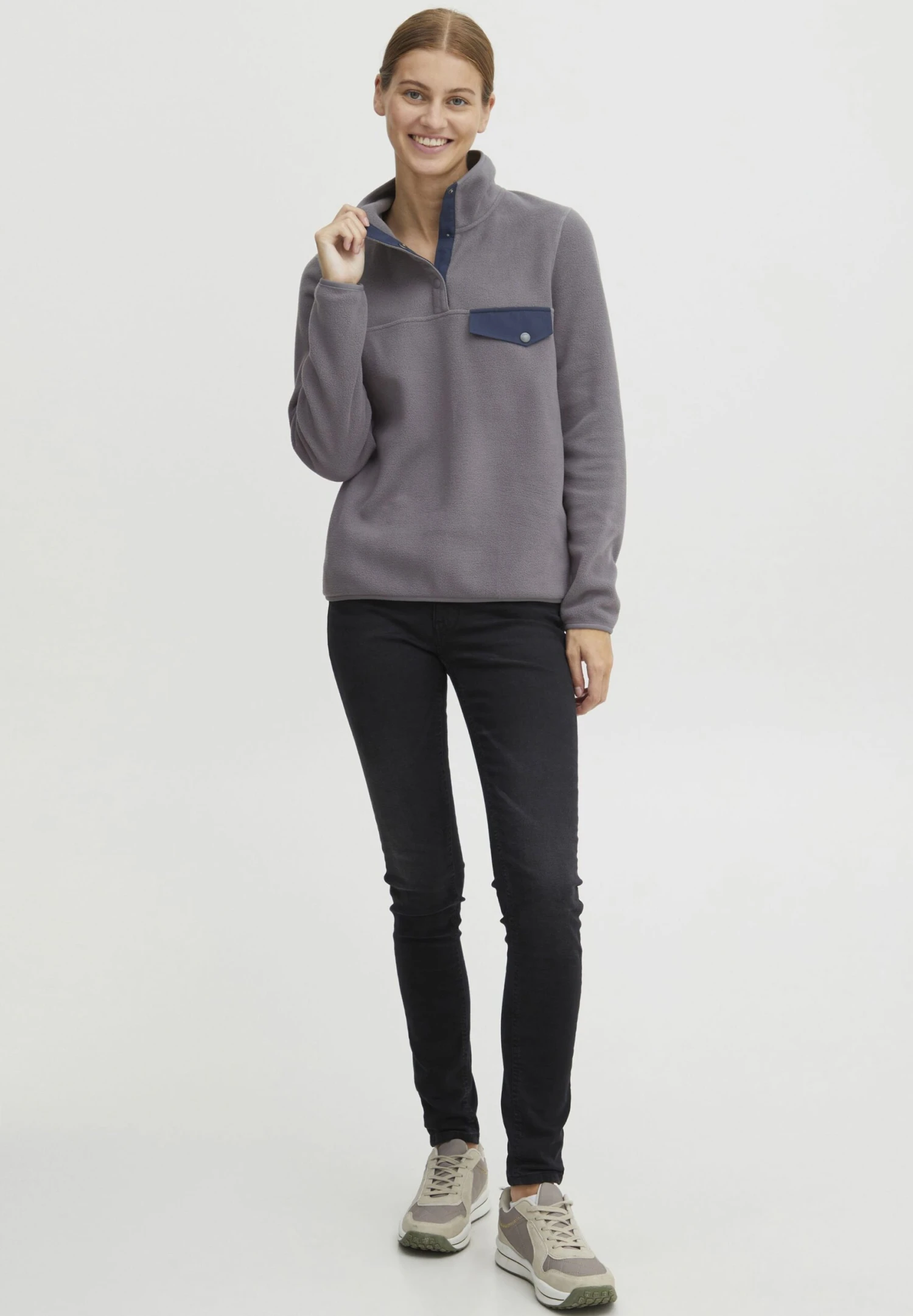 OXMO OXNyfine - Fleece Jumper - Pewter 2 OXMO OXNyfine - Fleece Jumper - Pewter - Image 2