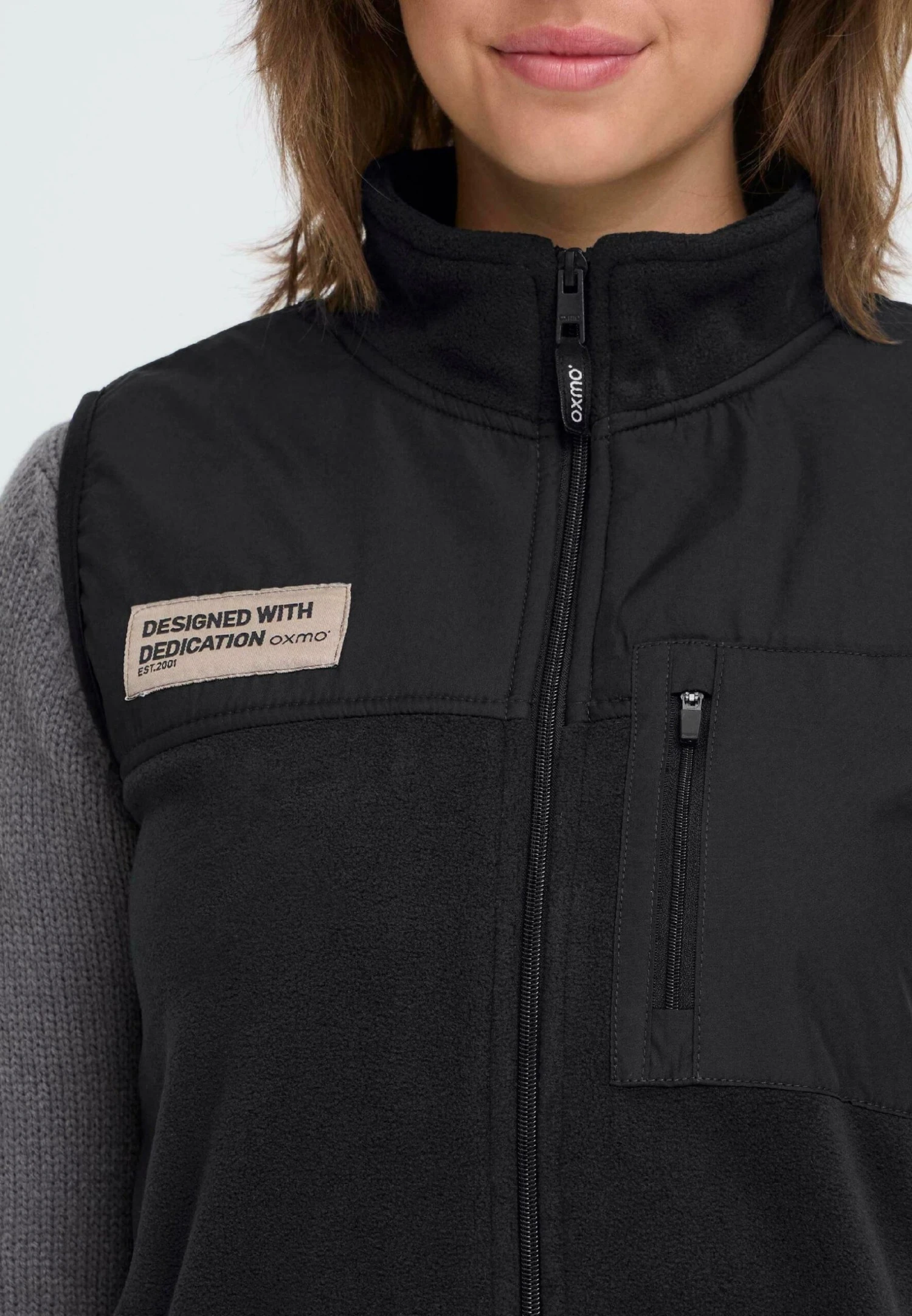 OXMO OXNETE FLEECE - Waistcoat - Black 4 OXMO OXNETE FLEECE - Waistcoat - Black - Image 4