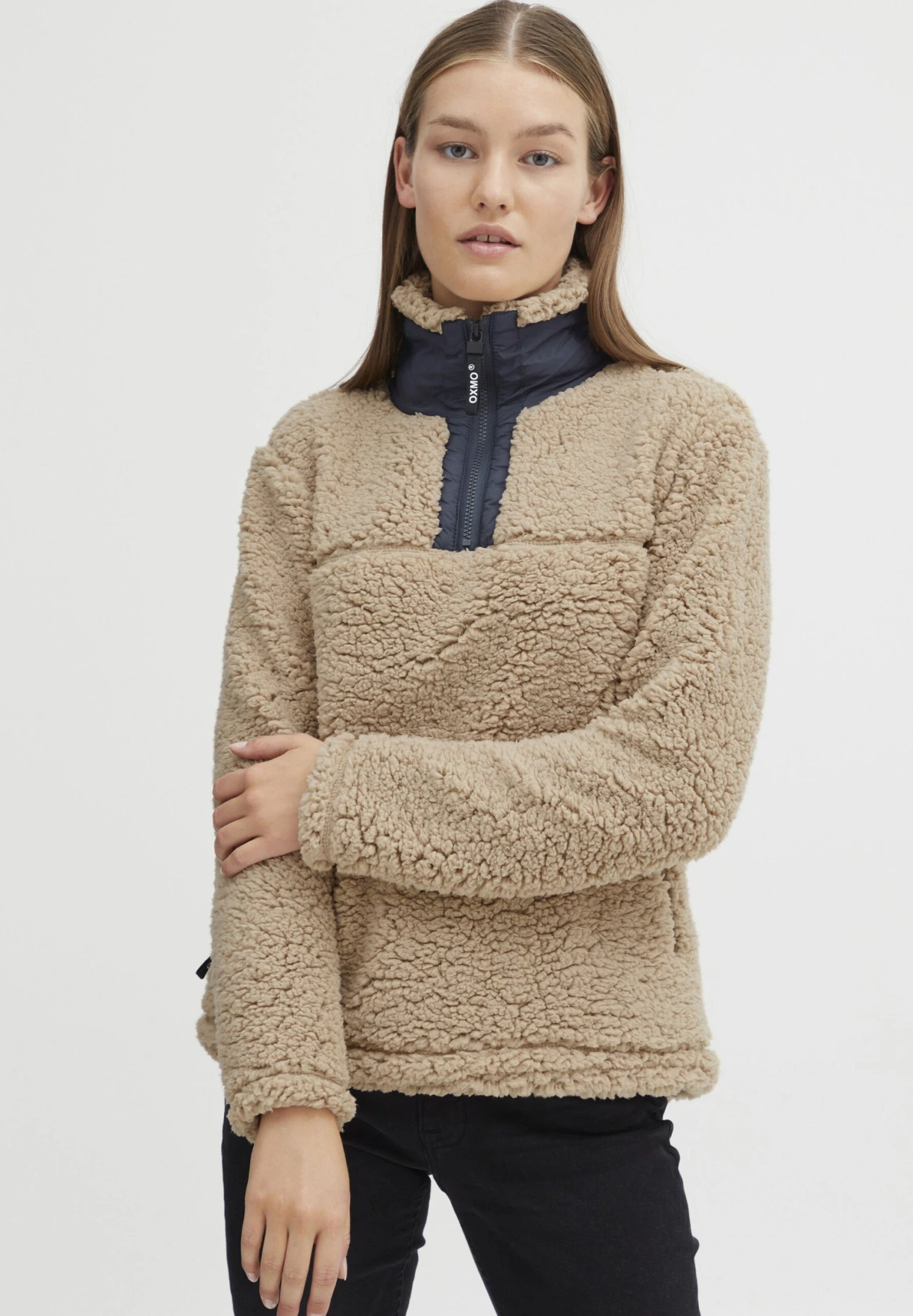 OXMO OXELINA - Fleece Jumper - Doeskin 1 OXMO OXELINA - Fleece Jumper - Doeskin