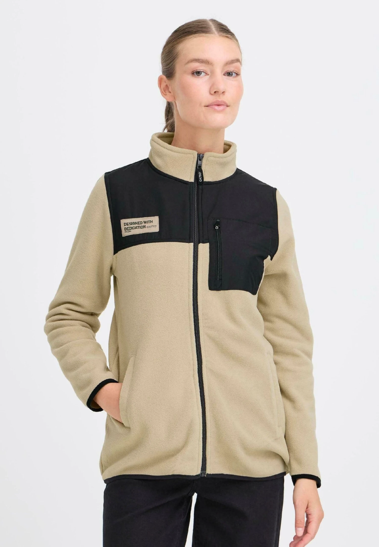 OXMO OXNETE - Fleece Jacket - Dune 1 OXMO OXNETE - Fleece Jacket - Dune