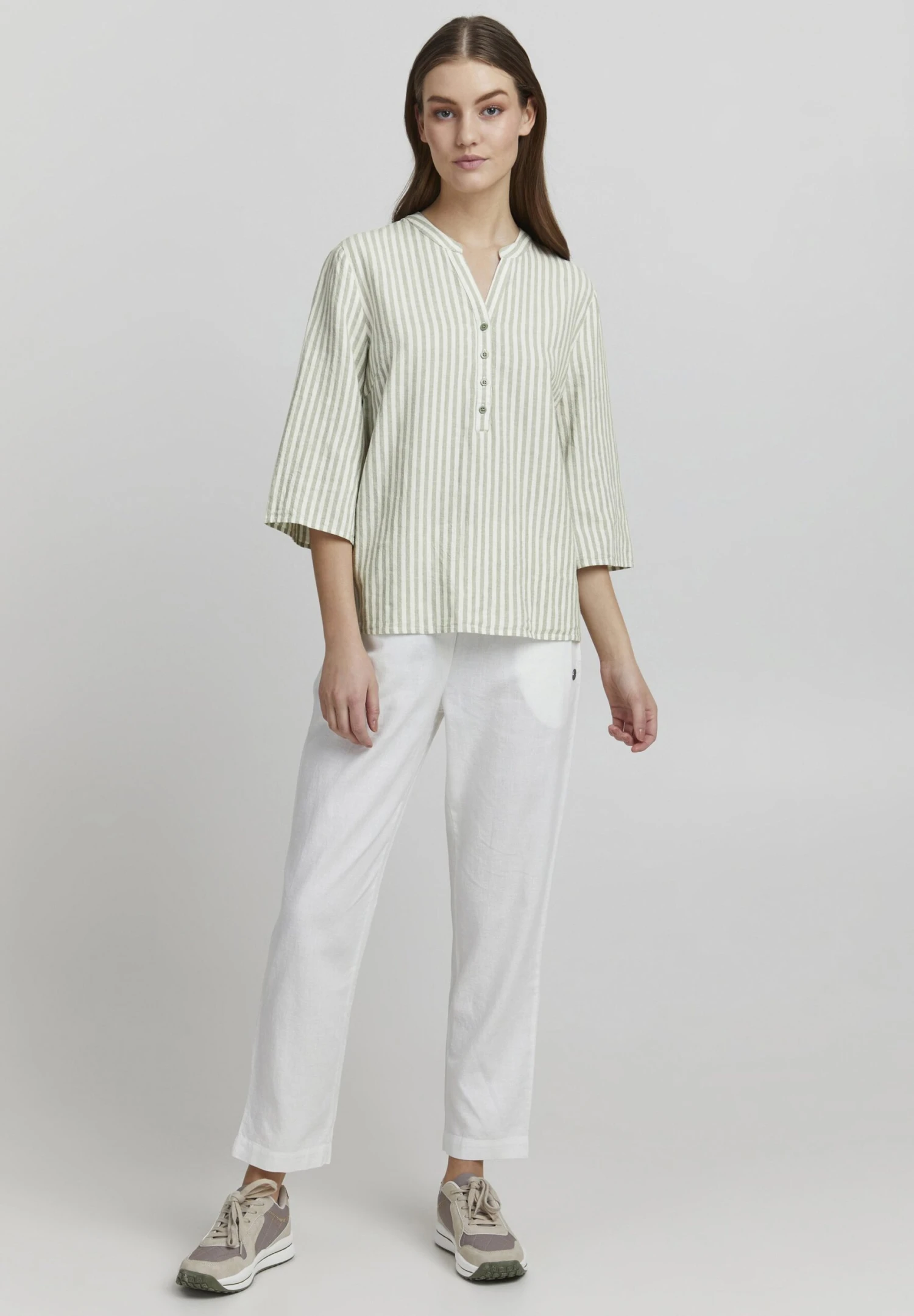 OXMO OXANEA LEINEN MIX - Blouse - Seagrass Mix 2 OXMO OXANEA LEINEN MIX - Blouse - Seagrass Mix - Image 2