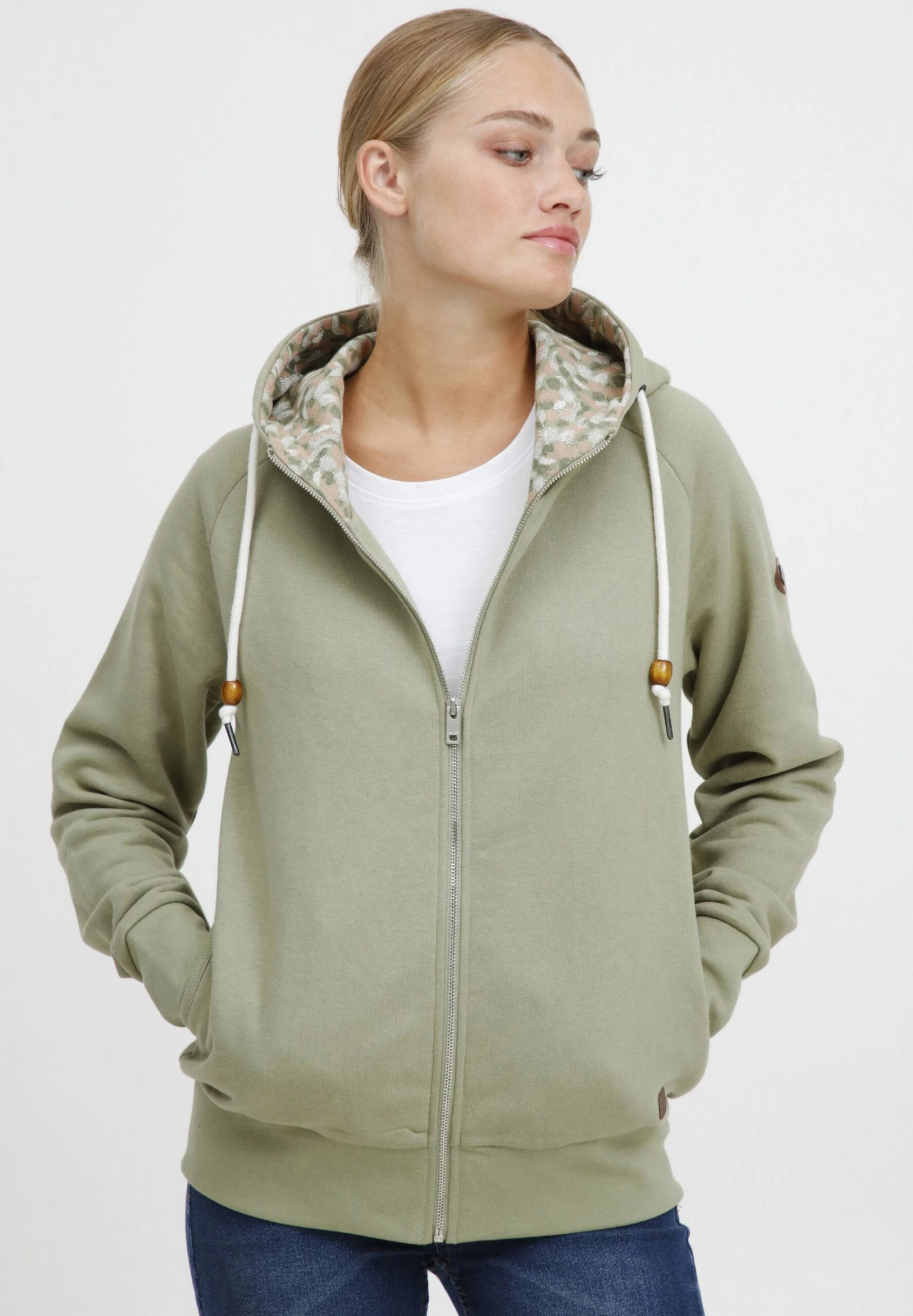 OXMO OXULLA - Zip-up Sweatshirt - Seagrass 1 OXMO OXULLA - Zip-up Sweatshirt - Seagrass