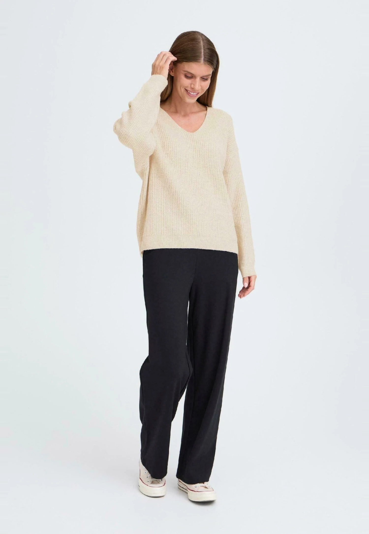 OXMO IHCALLIE - Jumper - Oatmeal Melange 2 OXMO IHCALLIE - Jumper - Oatmeal Melange - Image 2