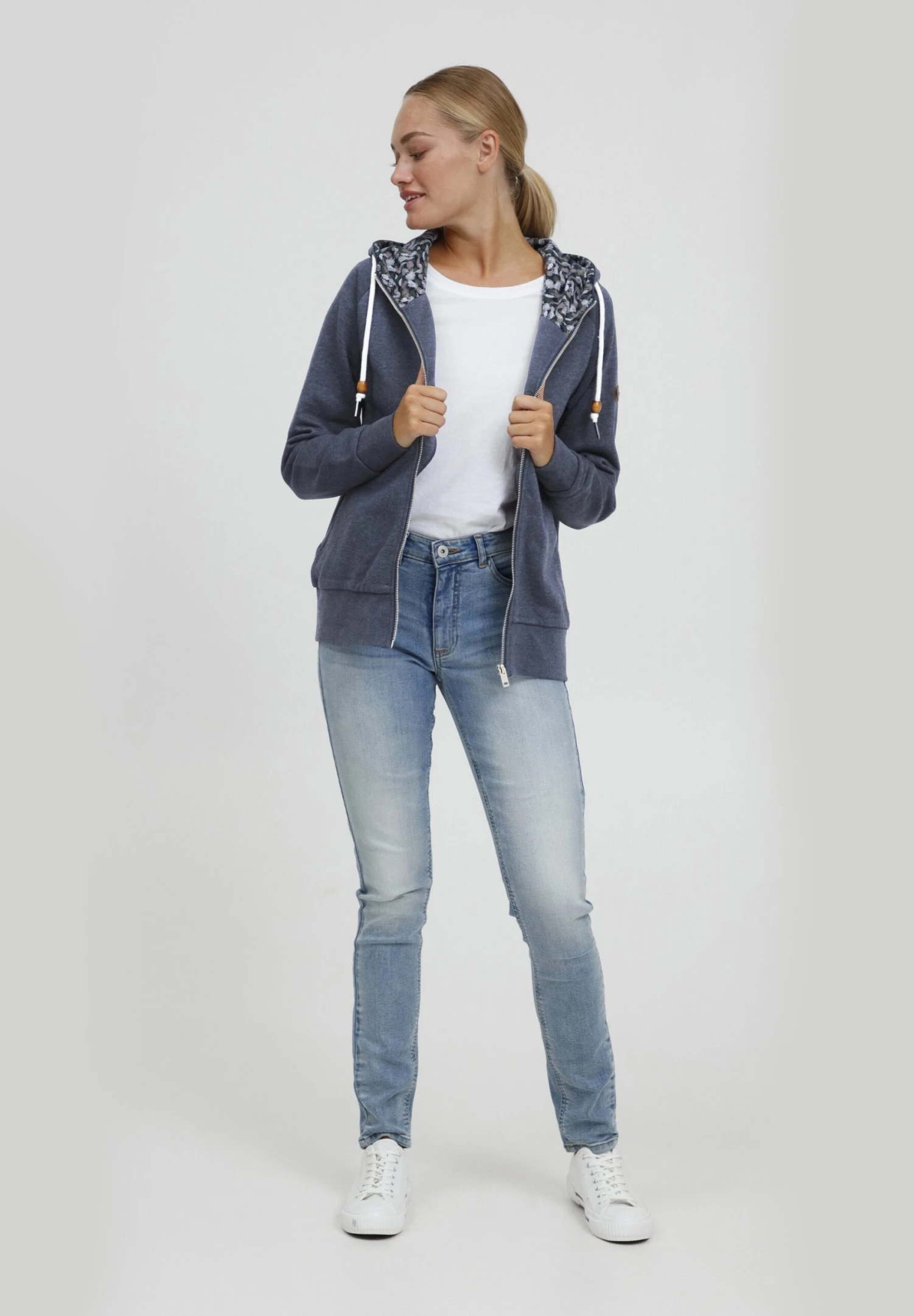 OXMO OXULLA - Zip-up Sweatshirt - Total Eclipse Melange 2 OXMO OXULLA - Zip-up Sweatshirt - Total Eclipse Melange - Image 2