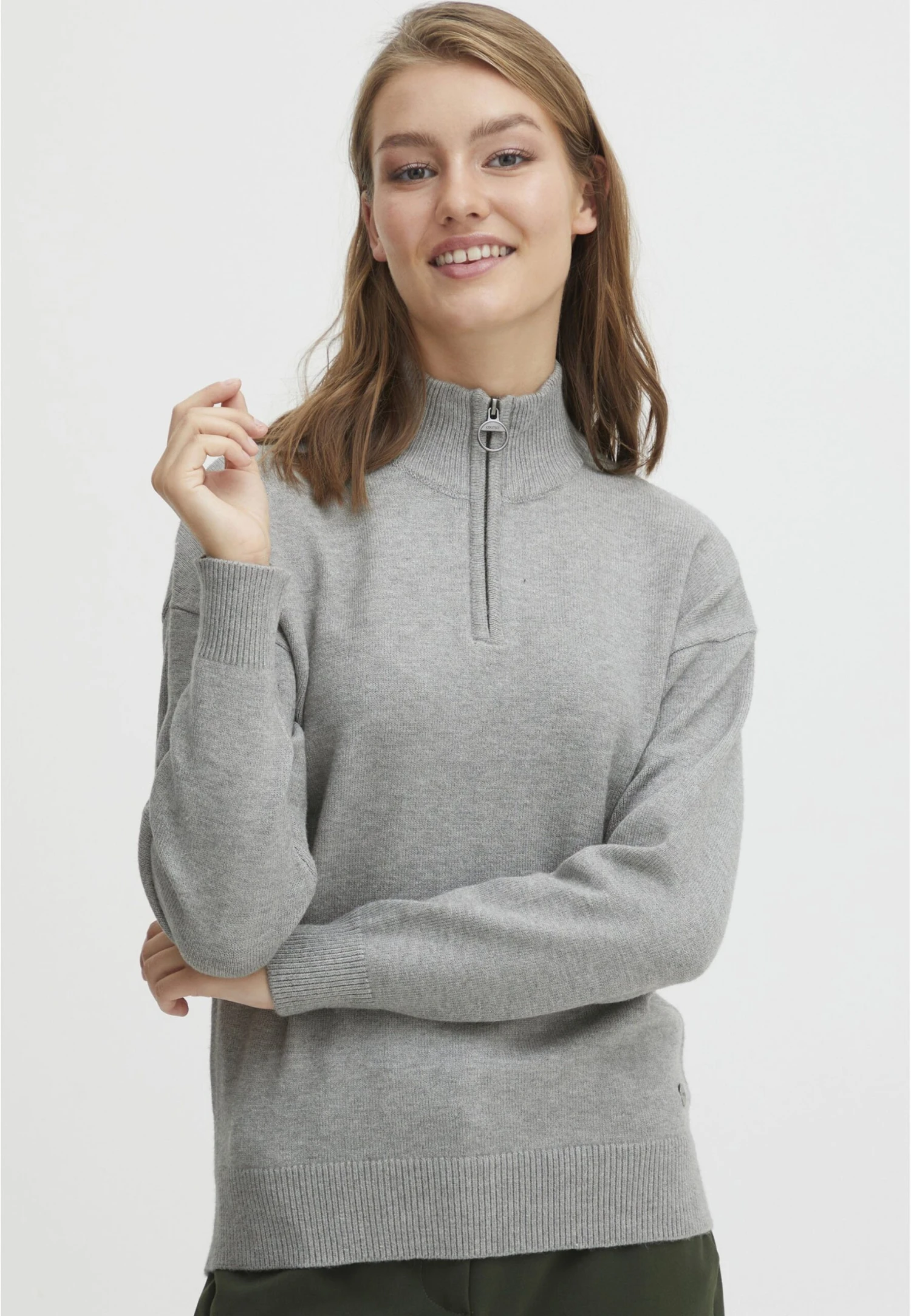 OXMO OXRITA - Jumper - Mid Grey Melange 1 OXMO OXRITA - Jumper - Mid Grey Melange