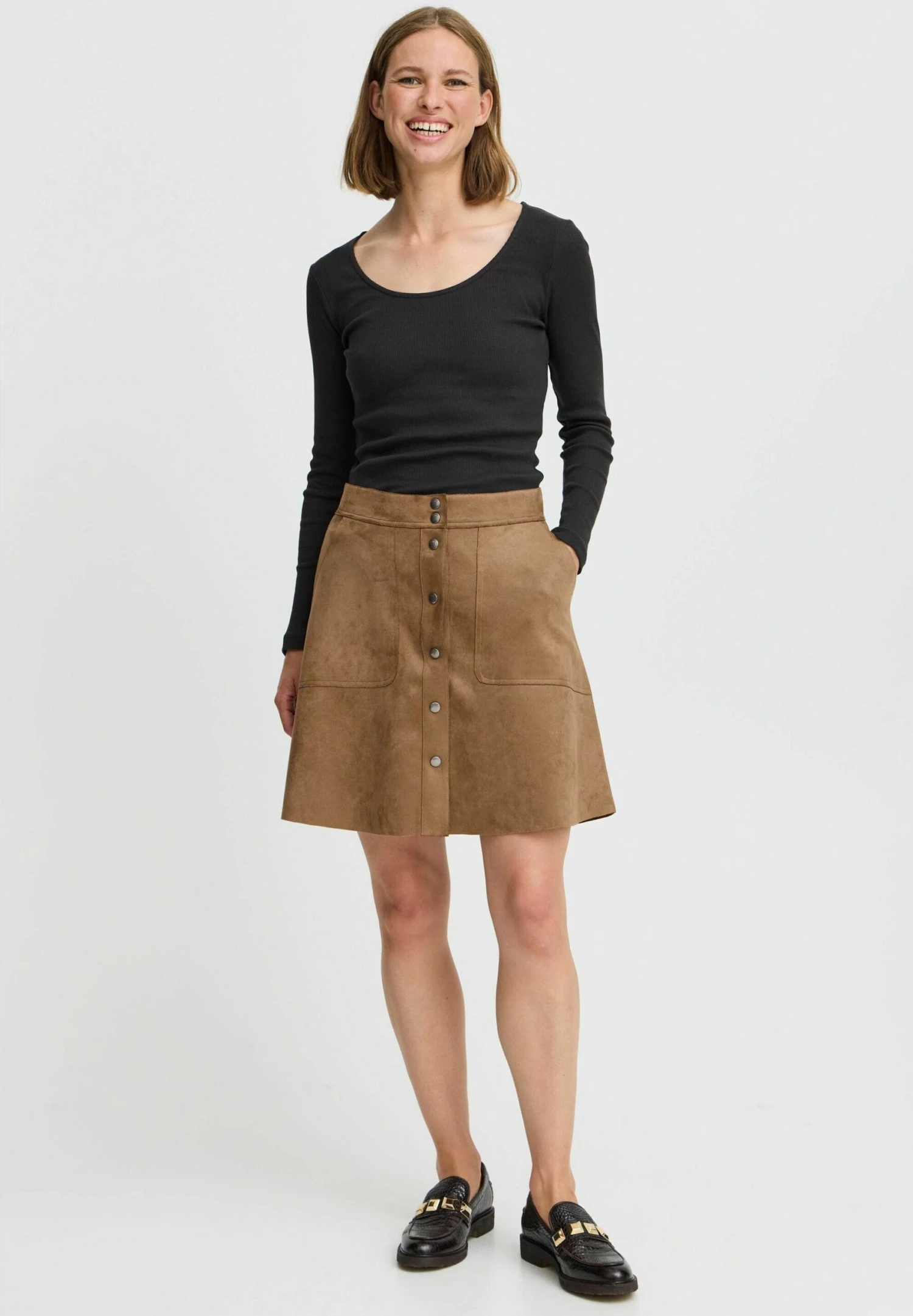 OXMO OXJUNE - A-line Skirt - Sepia Tint 2 OXMO OXJUNE - A-line Skirt - Sepia Tint - Image 2