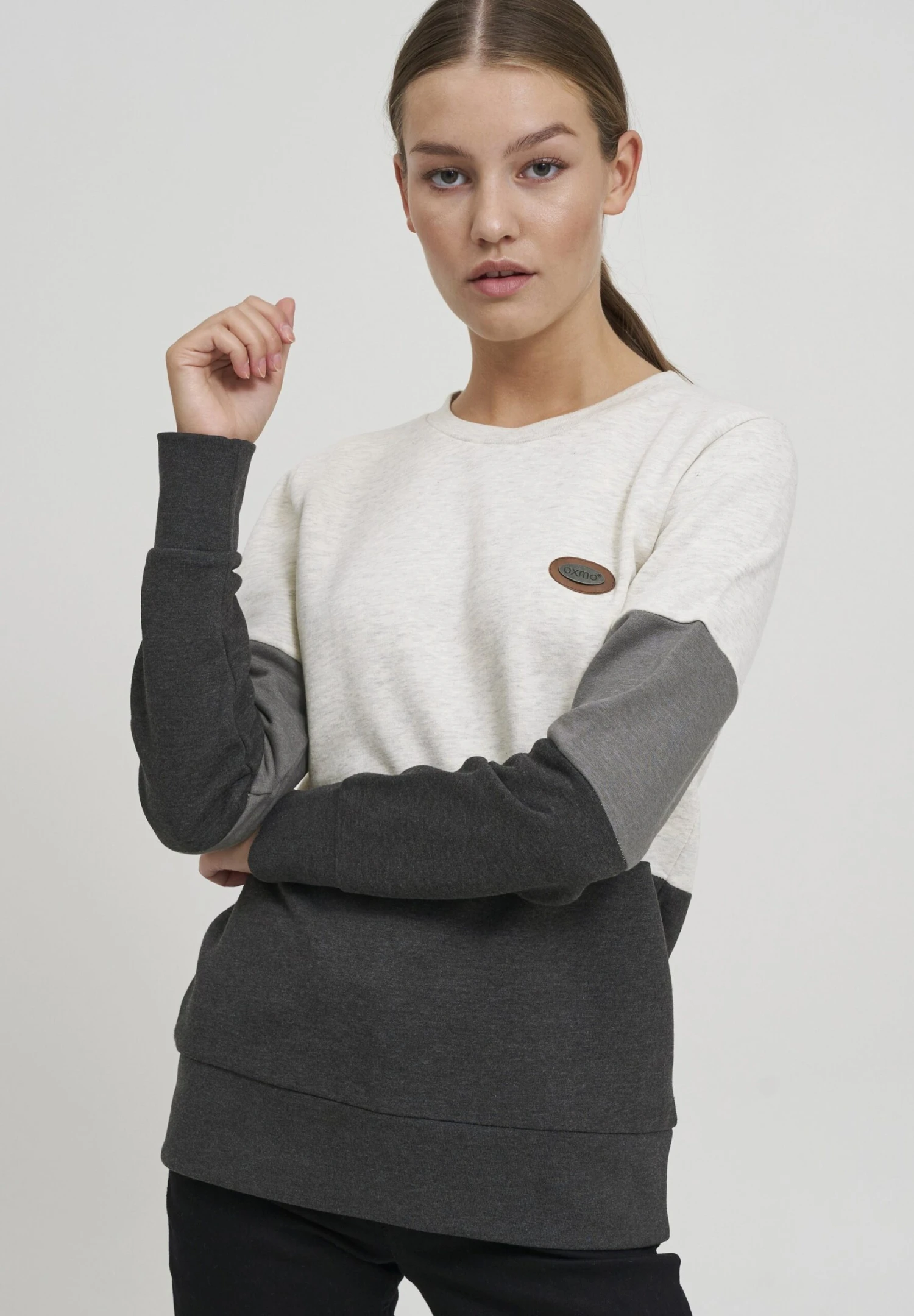 OXMO OXTRINE - Sweatshirt - Oyster Grey Melange 1 OXMO OXTRINE - Sweatshirt - Oyster Grey Melange