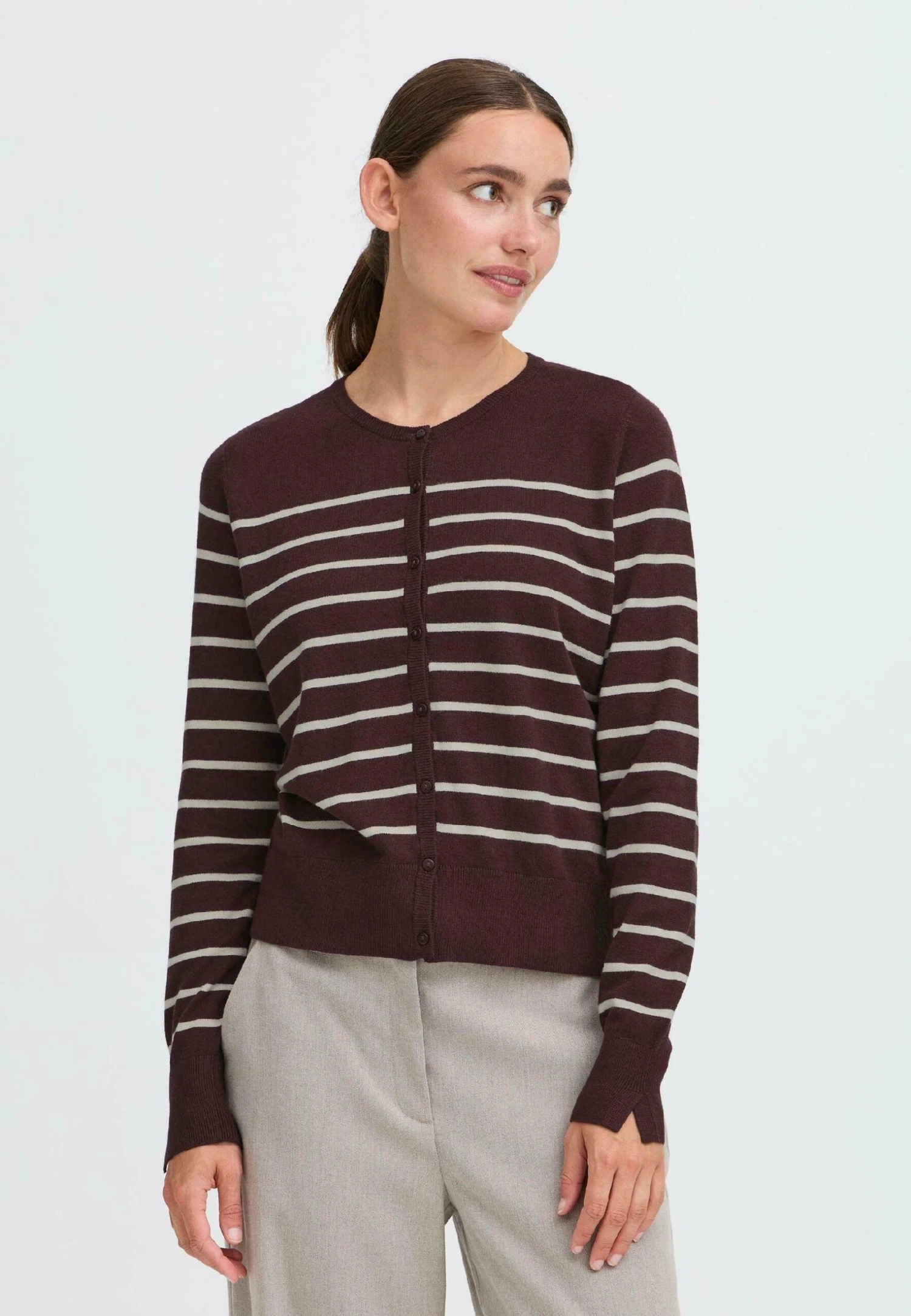 OXMO FRKEANA - Cardigan - Fudge Mix 1 OXMO FRKEANA - Cardigan - Fudge Mix