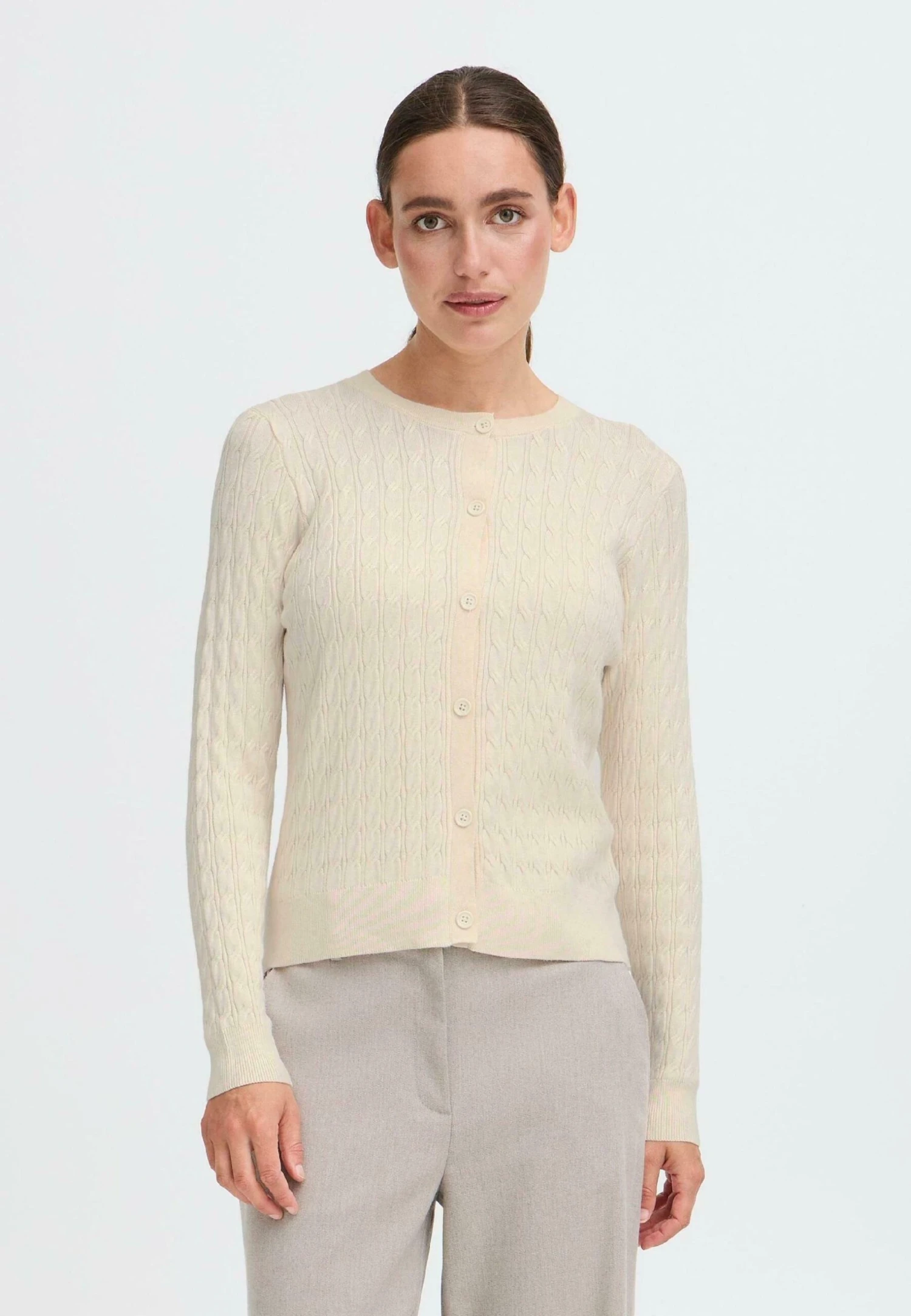 OXMO IHSASJA - Cardigan - Birch 1 OXMO IHSASJA - Cardigan - Birch