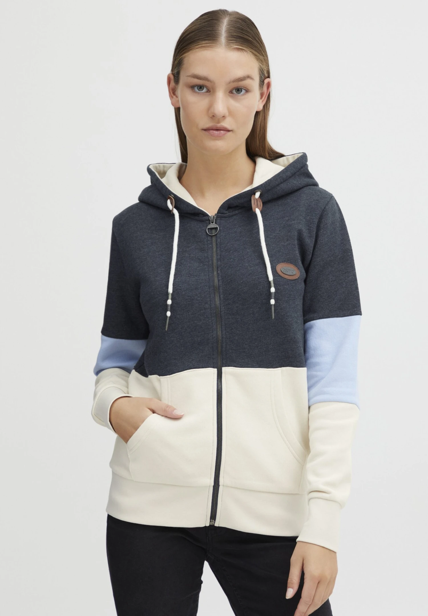 OXMO OXKate - Zip-up Sweatshirt - Total Eclipse Melange 1 OXMO OXKate - Zip-up Sweatshirt - Total Eclipse Melange