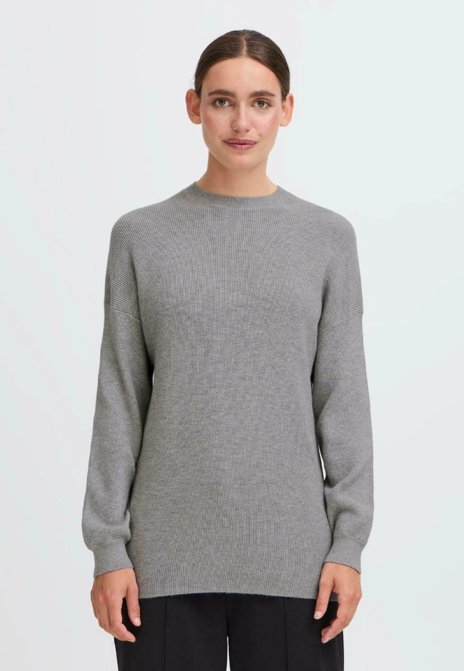 OXMO IHFANSY - Jumper - Grey Melange 1 OXMO IHFANSY - Jumper - Grey Melange