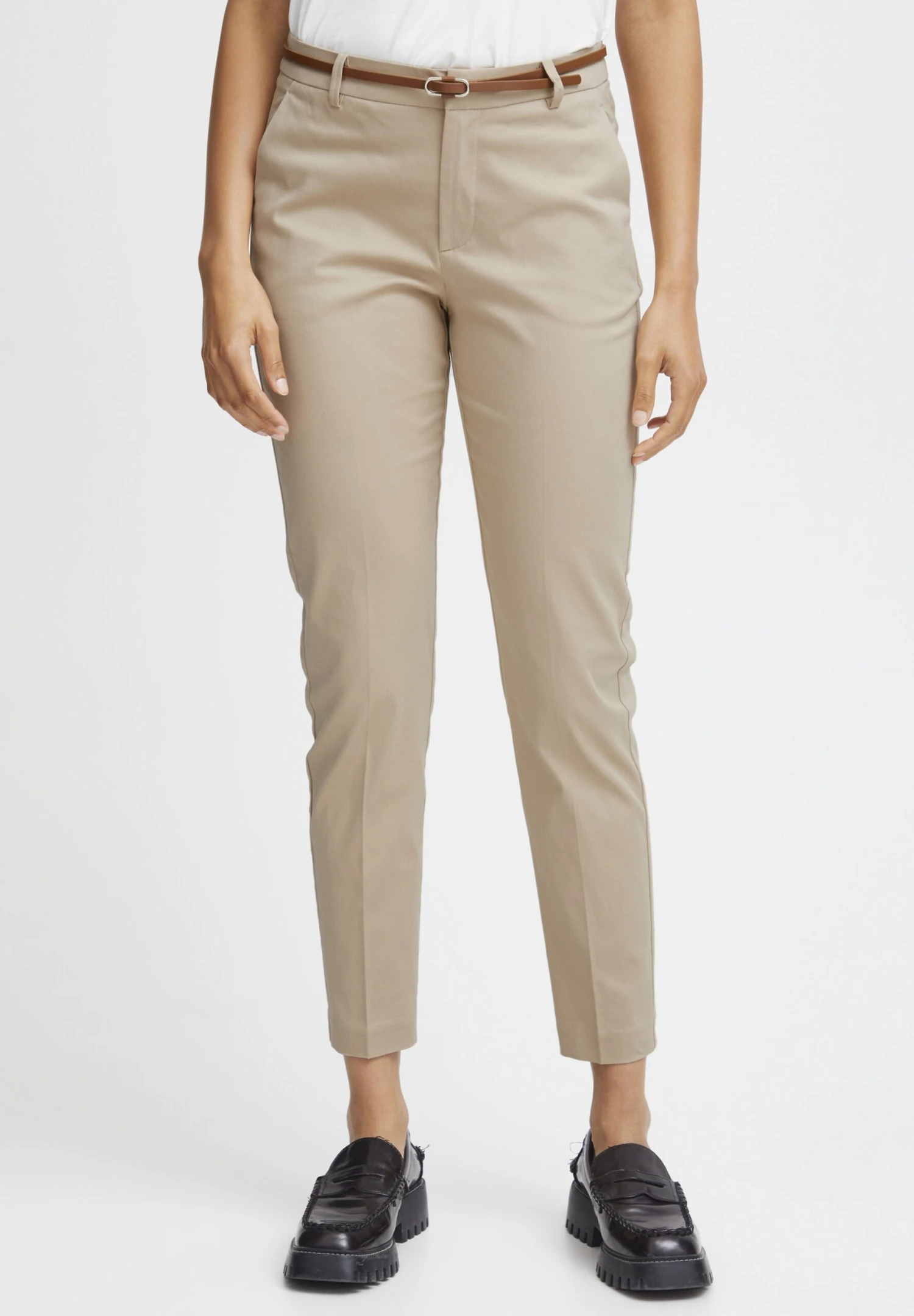 OXMO OXDAISY REGULAR FIT SLIM LEG - Trousers - Beige 1 OXMO OXDAISY REGULAR FIT SLIM LEG - Trousers - Beige