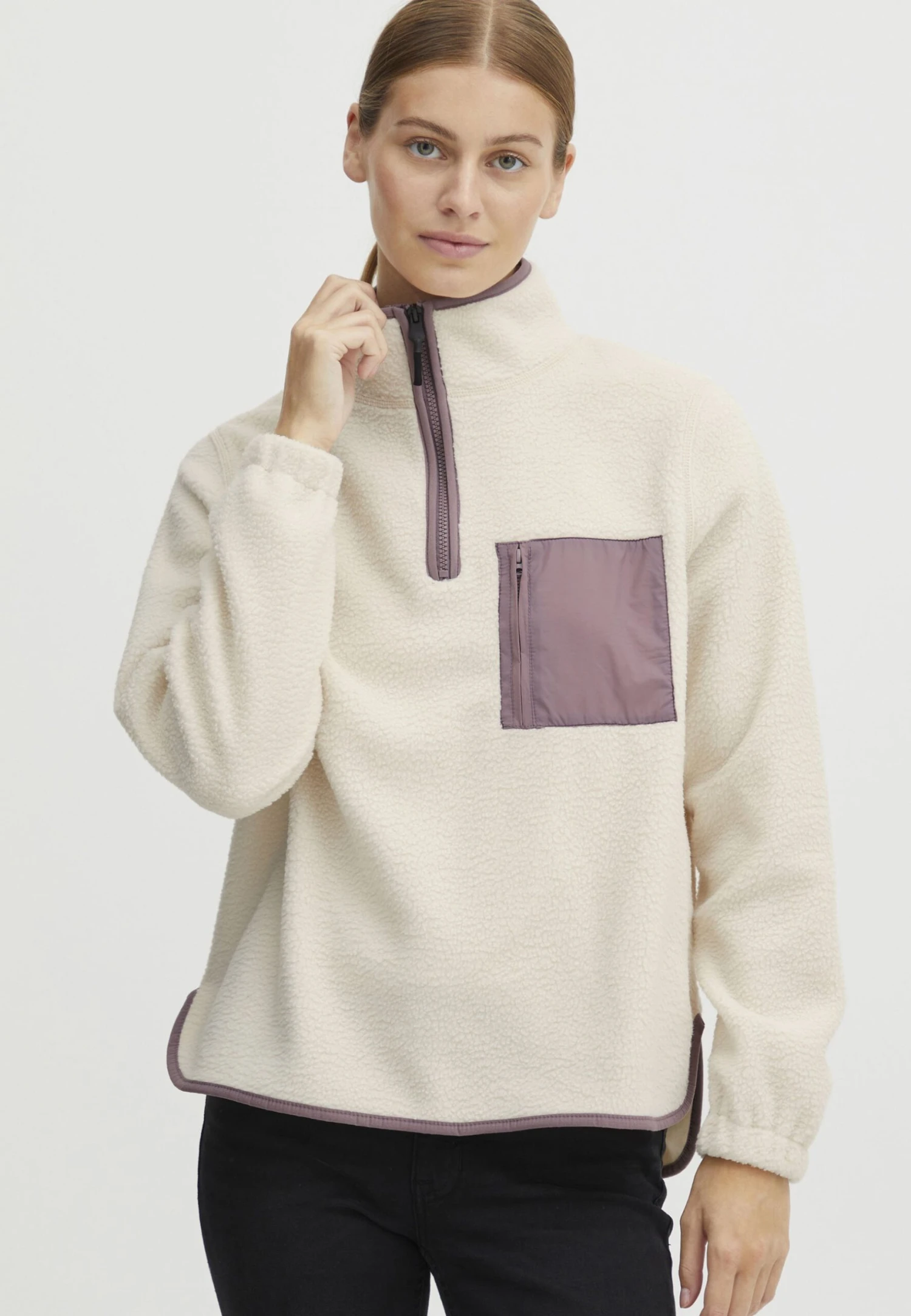 OXMO OXPIALA - Fleece Jumper - Birch 1 OXMO OXPIALA - Fleece Jumper - Birch