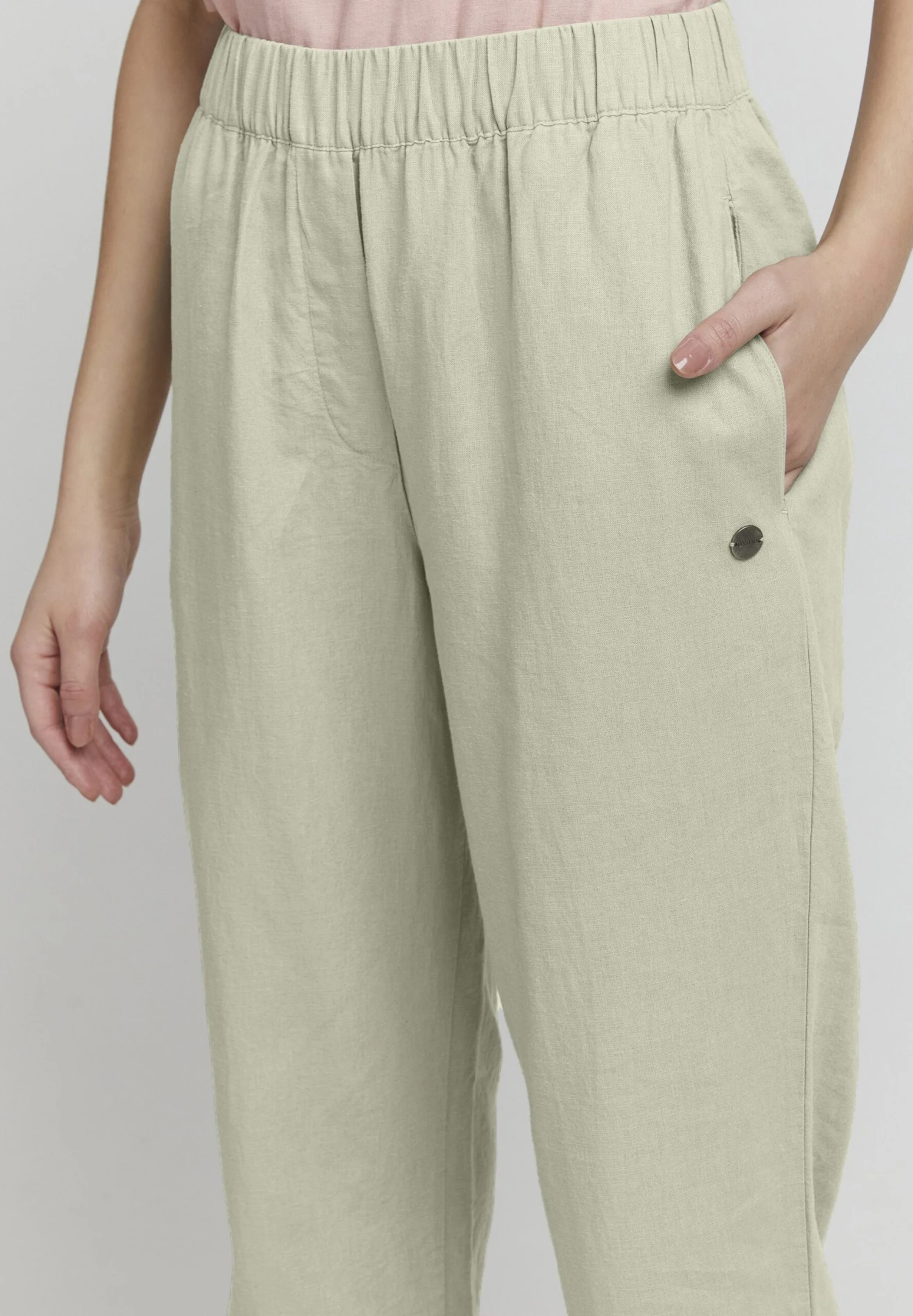 OXMO OXALFA LINEN MIX - Trousers - Seagrass 4 OXMO OXALFA LINEN MIX - Trousers - Seagrass - Image 4