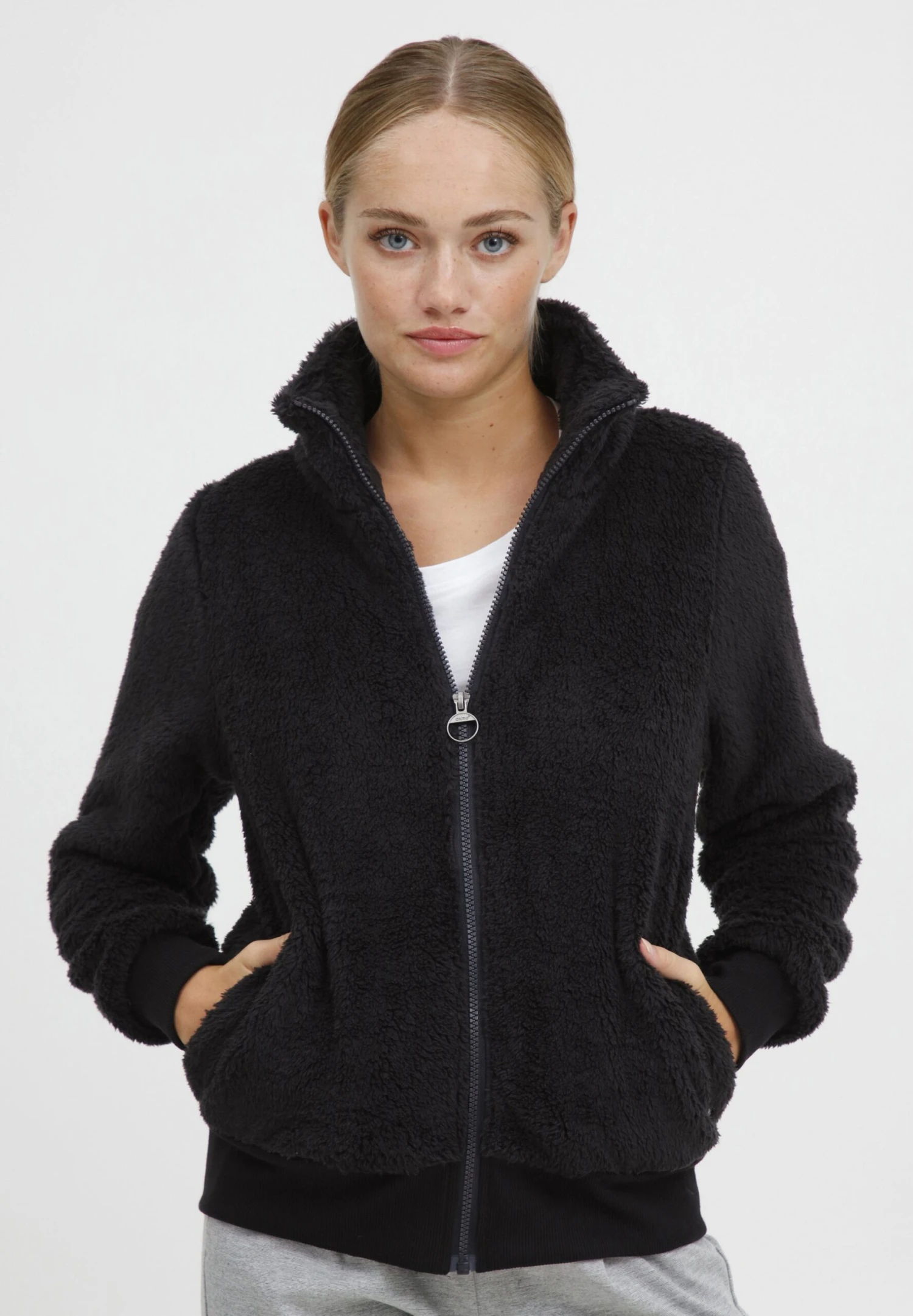 OXMO OXANNEKA TEDDY - Fleece Jacket - Black 1 OXMO OXANNEKA TEDDY - Fleece Jacket - Black