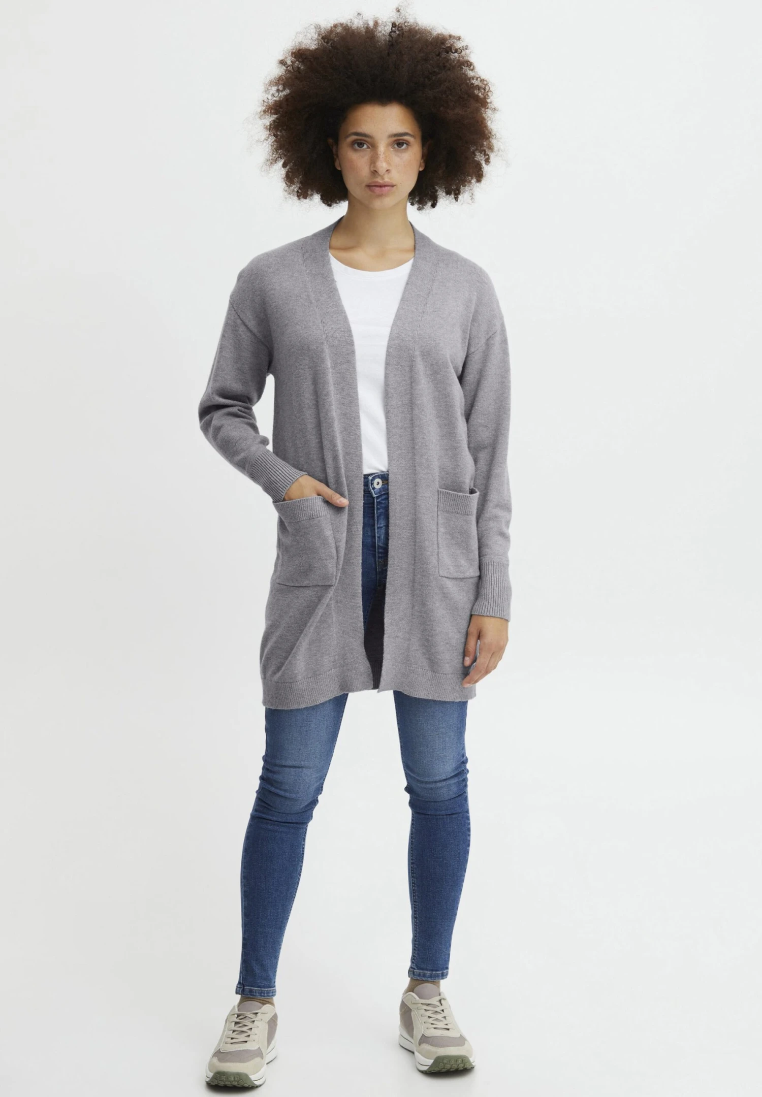 OXMO OXRitiana - Cardigan - Mid Grey Melange 2 OXMO OXRitiana - Cardigan - Mid Grey Melange - Image 2