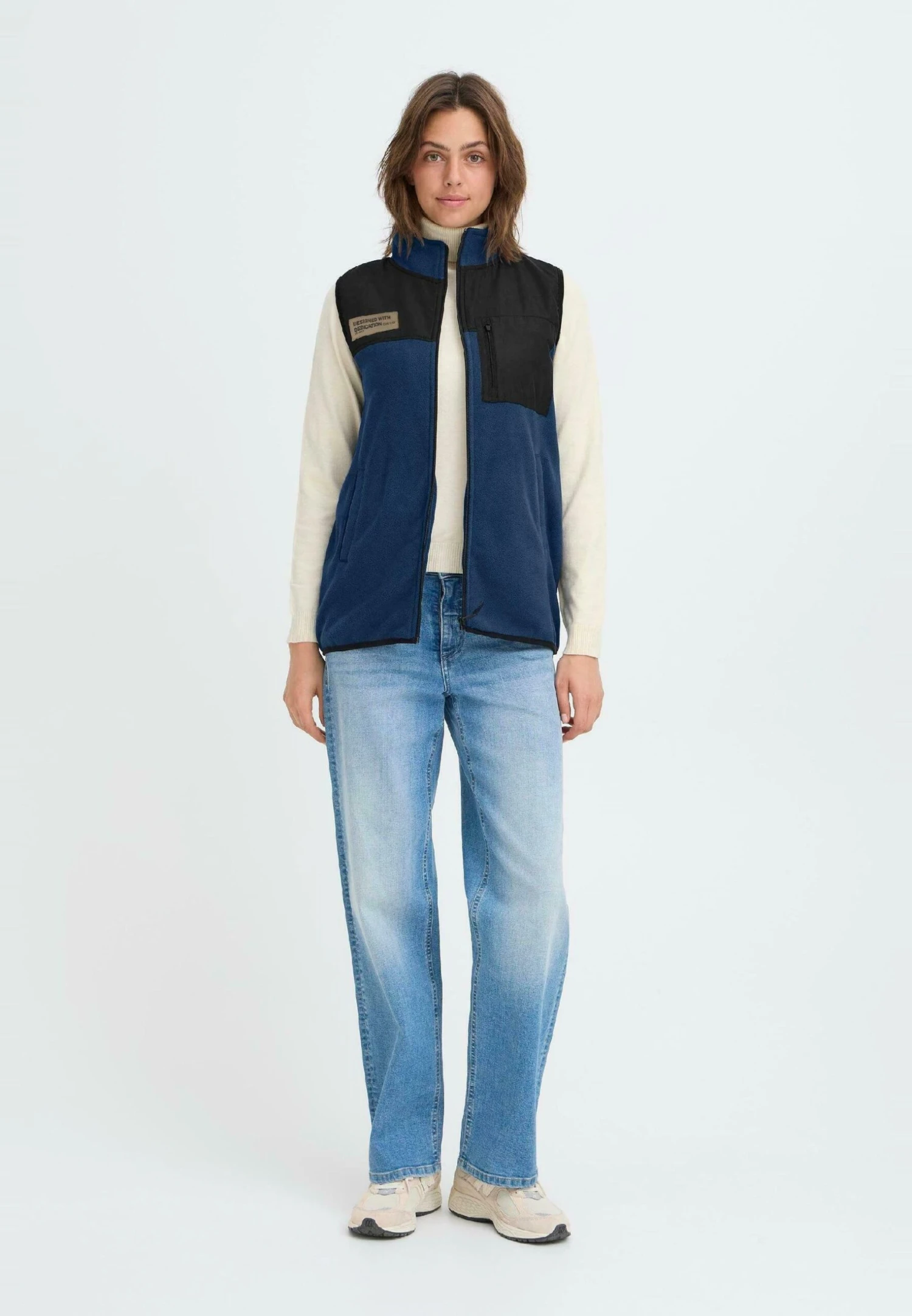 OXMO OXNETE FLEECE - Waistcoat - Dress Blues 2 OXMO OXNETE FLEECE - Waistcoat - Dress Blues - Image 2