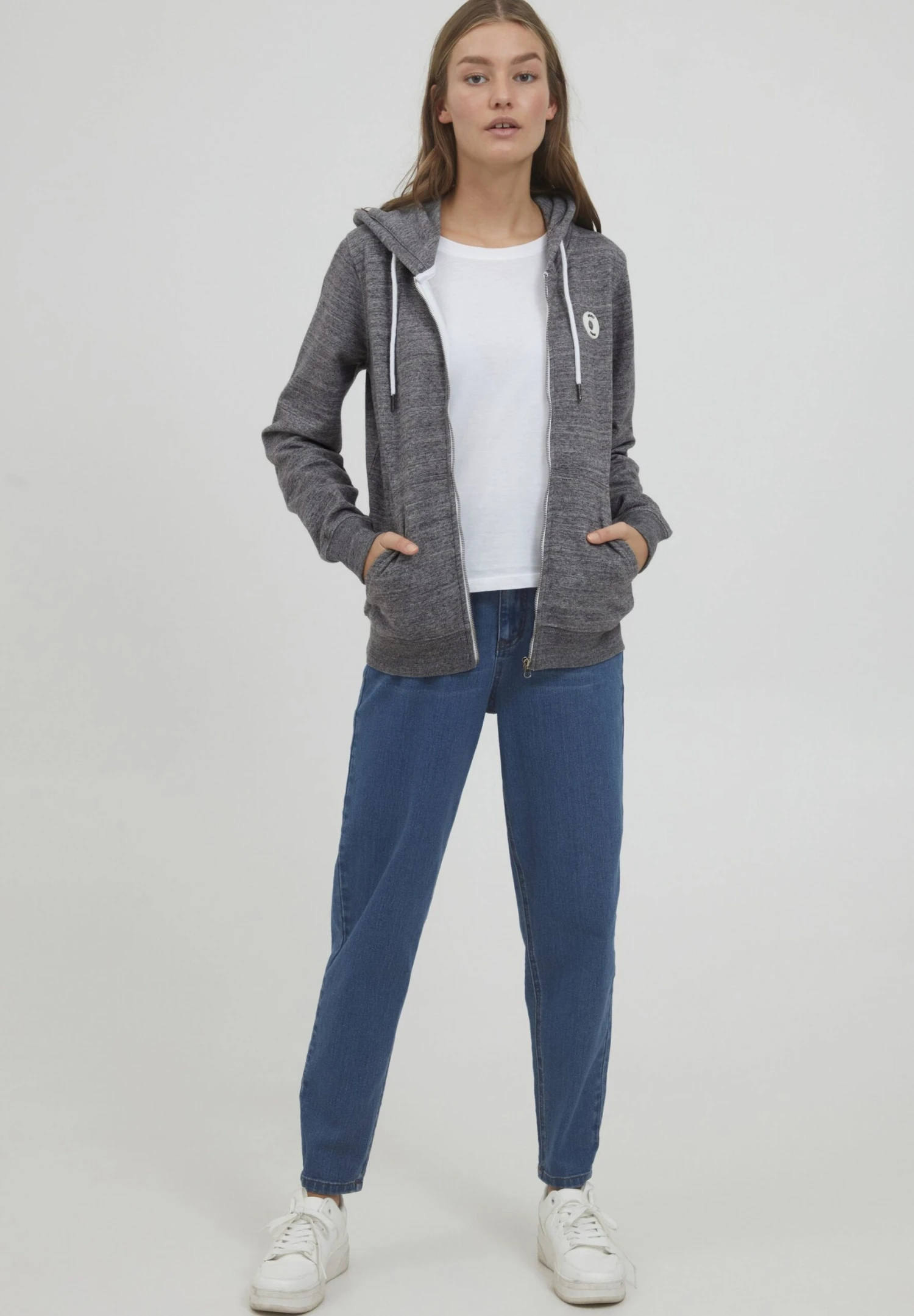 OXMO OXHELNA - Zip-up Sweatshirt - Pewter Melange 2 OXMO OXHELNA - Zip-up Sweatshirt - Pewter Melange - Image 2