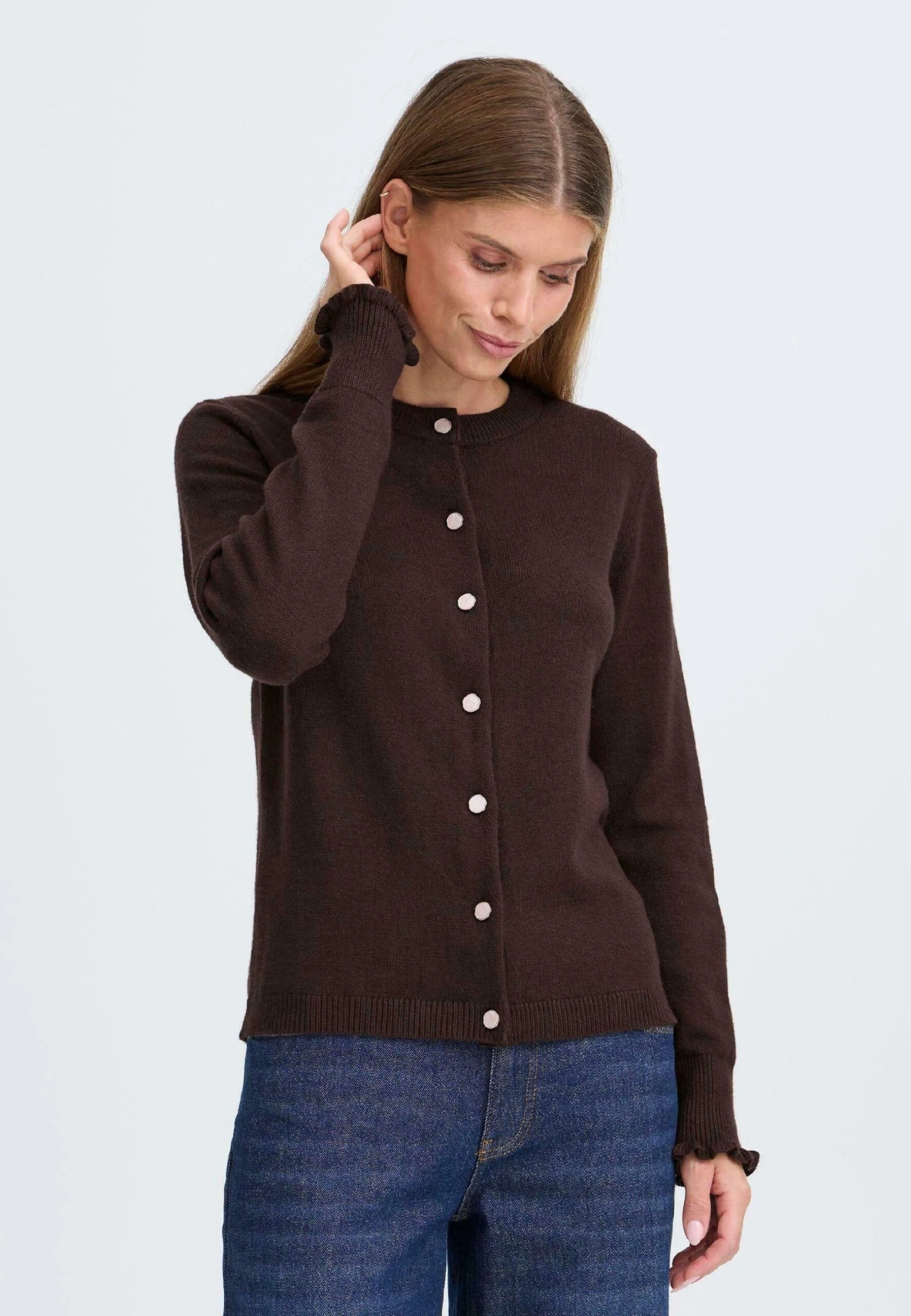 OXMO BMMNERA - Cardigan - Coffee Bean 1 OXMO BMMNERA - Cardigan - Coffee Bean