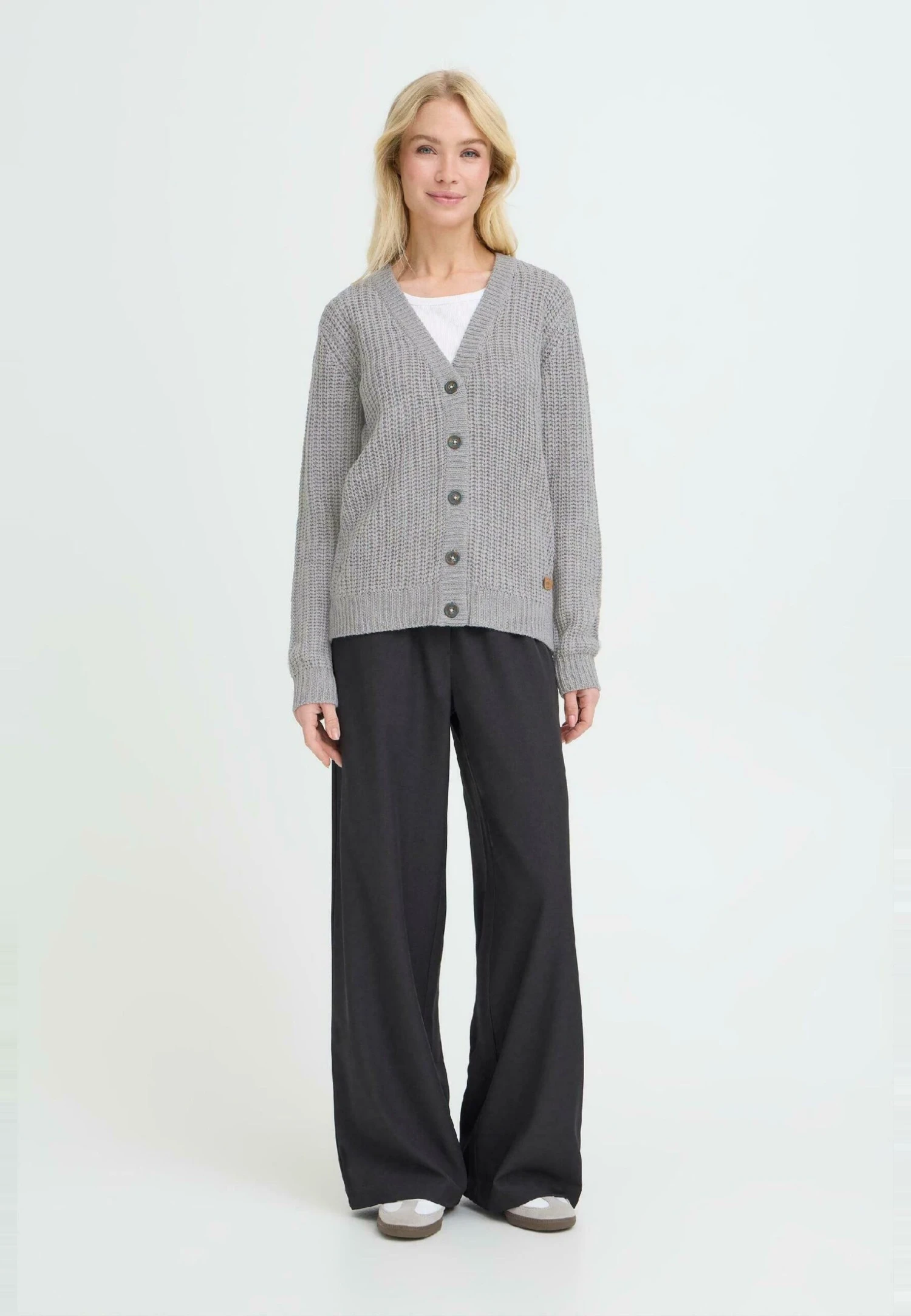 OXMO OXEDNA - Cardigan - Medium Grey Melange 2 OXMO OXEDNA - Cardigan - Medium Grey Melange - Image 2