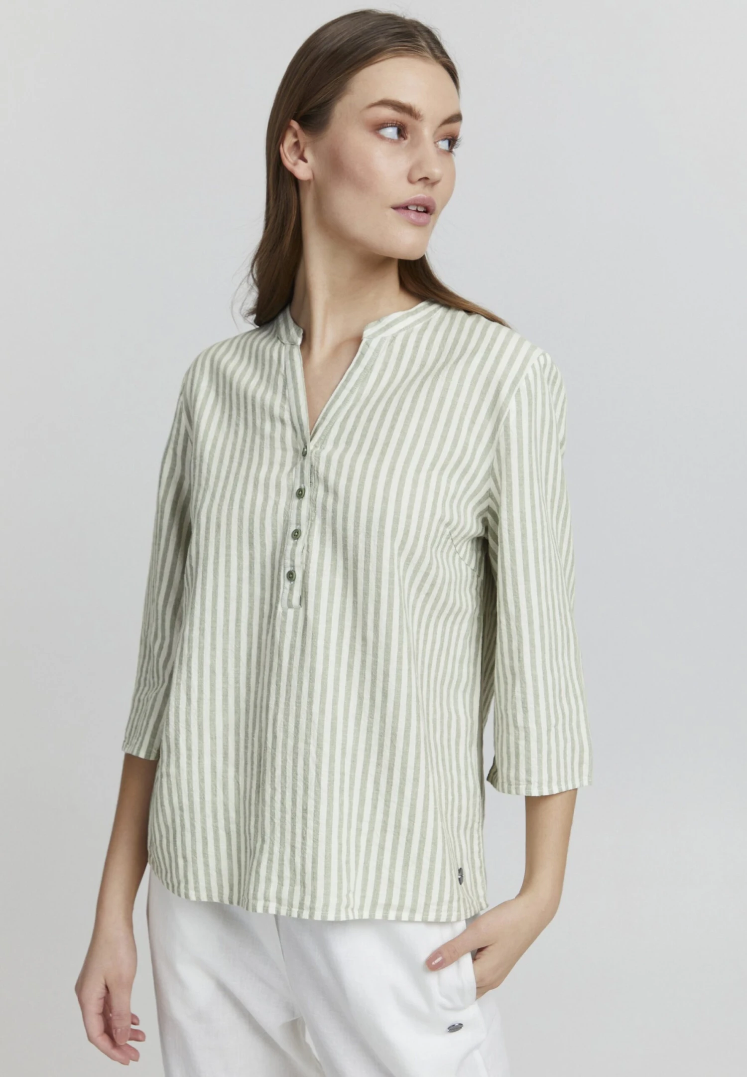 OXMO OXANEA LEINEN MIX - Blouse - Seagrass Mix 1 OXMO OXANEA LEINEN MIX - Blouse - Seagrass Mix