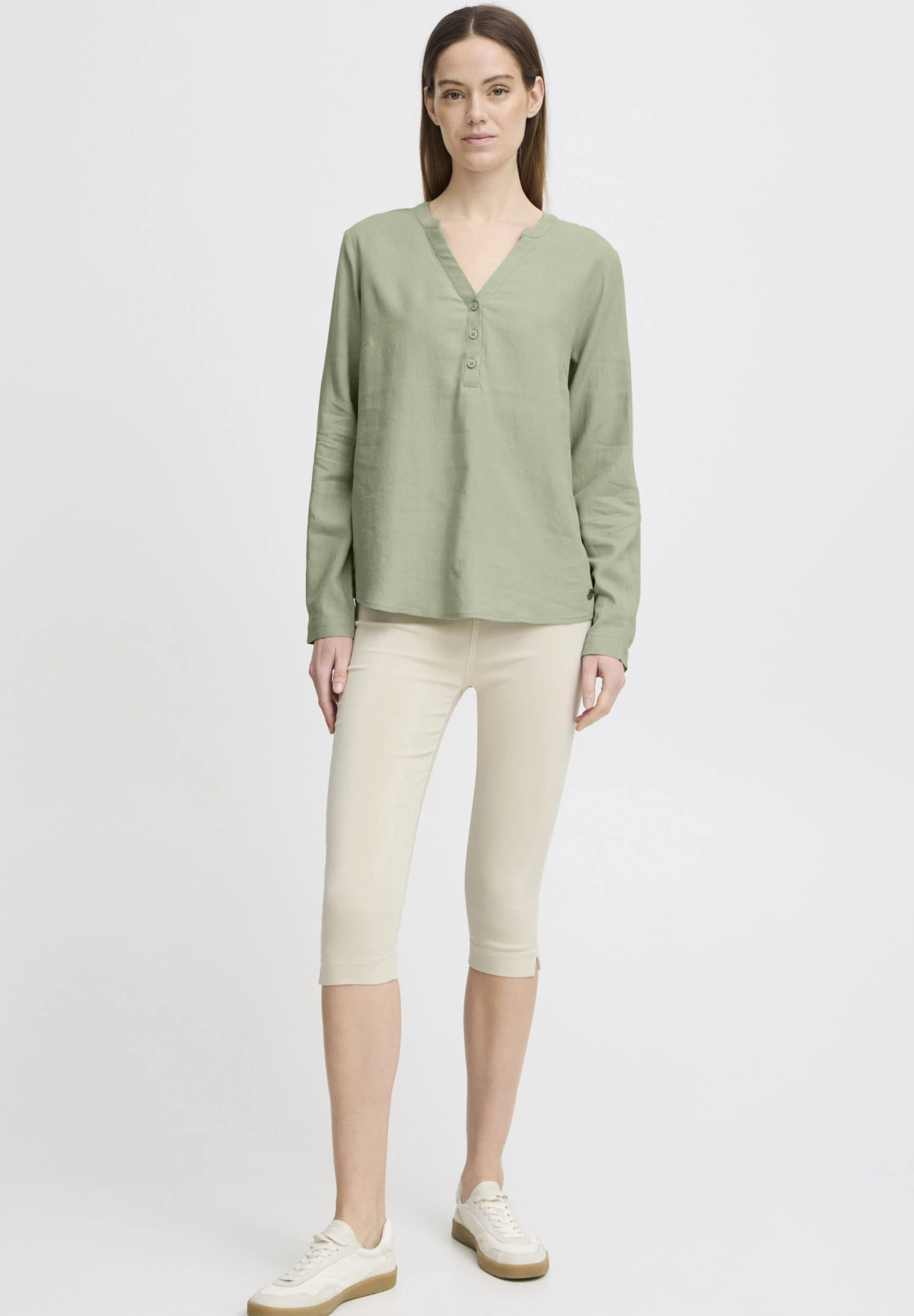 OXMO OXANJA LINEN MIX - Blouse - Seagrass 2 OXMO OXANJA LINEN MIX - Blouse - Seagrass - Image 2
