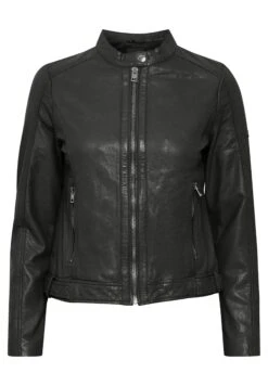 OXMO OXDENISE - Leather Jacket - Fossil -OXMO Store ef9be0d2e6794fe1a6c798391488d090