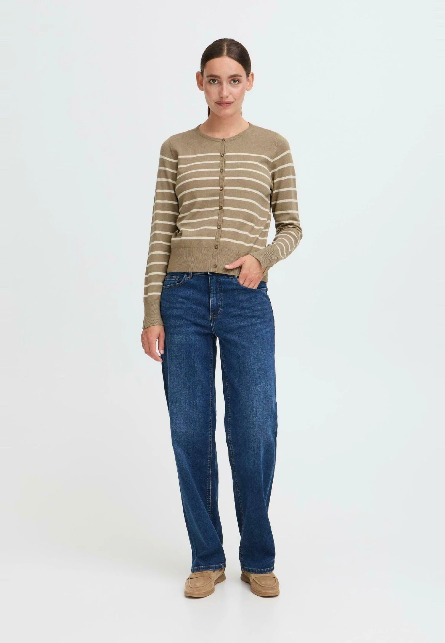 OXMO FRKEANA - Cardigan - Desert Taupe Mix 2 OXMO FRKEANA - Cardigan - Desert Taupe Mix - Image 2