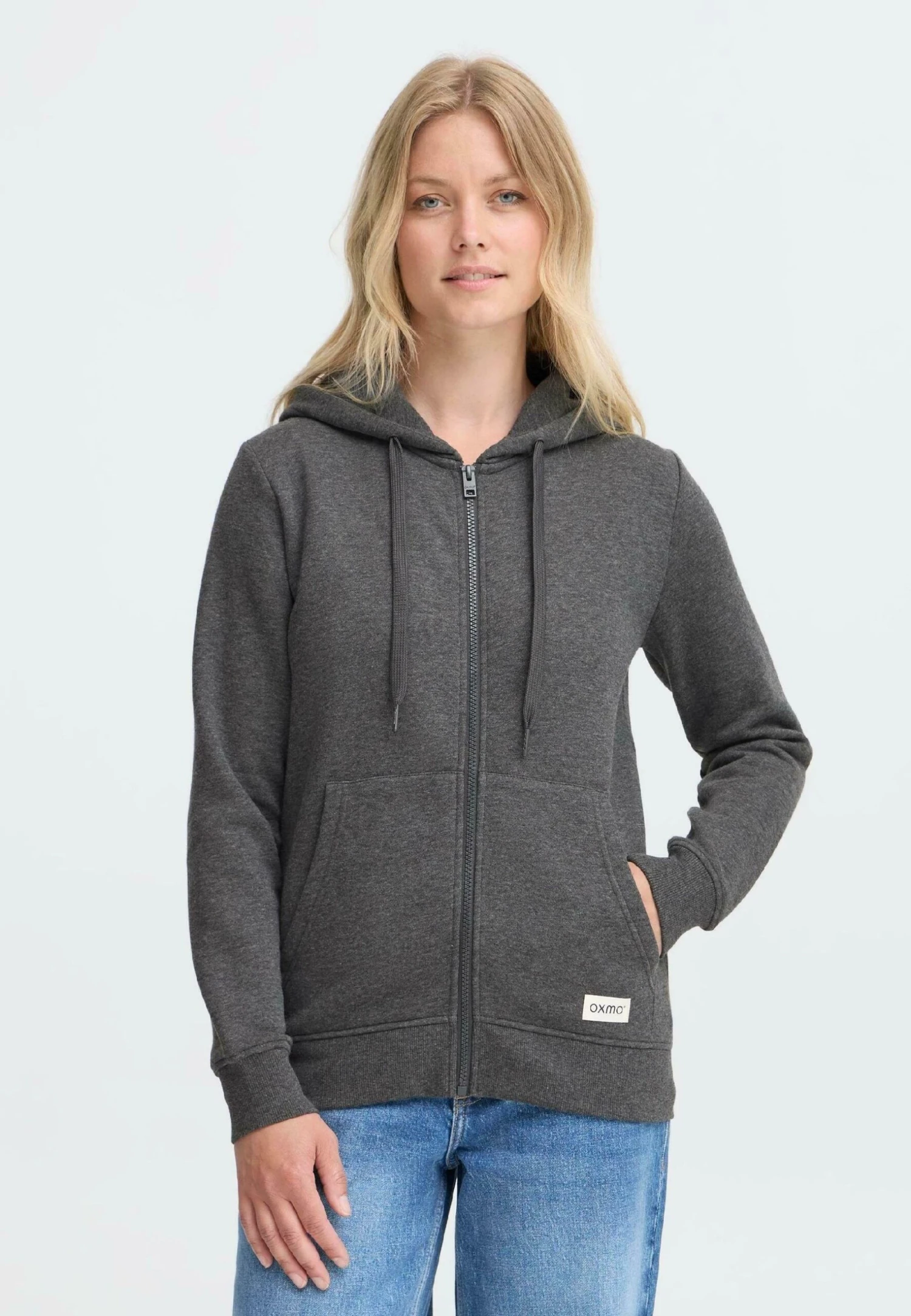 OXMO OXKAREN - Zip-up Sweatshirt - Dark Grey Melange 1 OXMO OXKAREN - Zip-up Sweatshirt - Dark Grey Melange